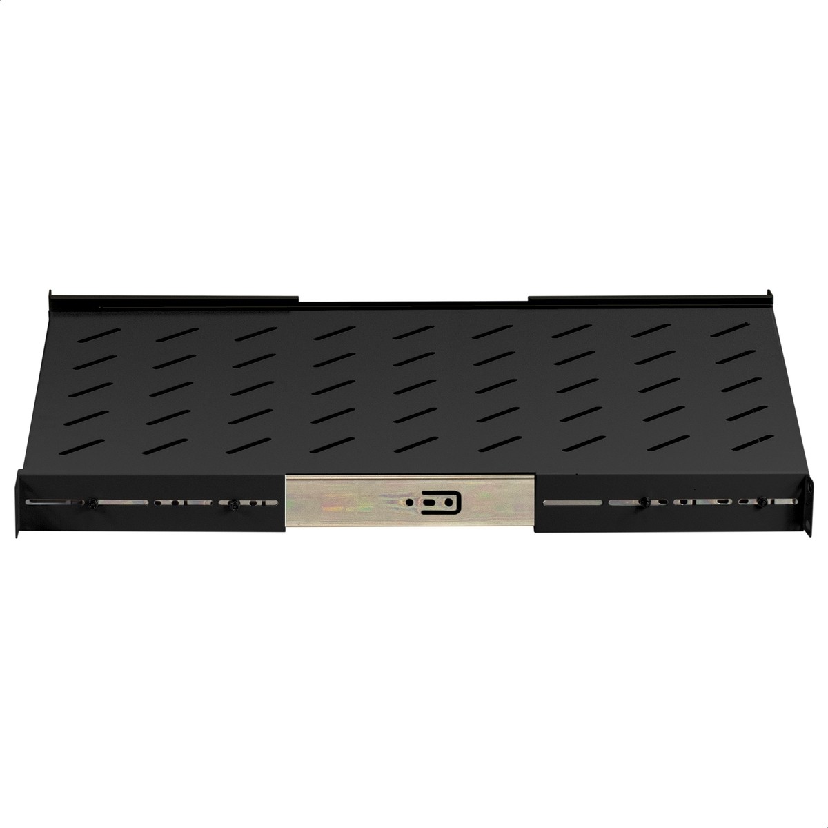 Exegate EX301148RUS Полка выдвижная 19" ExeGate ECSS-FS1000-B (перфорированная, глубина 650мм, крепление 19" 1U, для напольных шкафов и стоек глубиной 800мм/1000мм, нагрузка до 40кг, цвет черный RAL 9