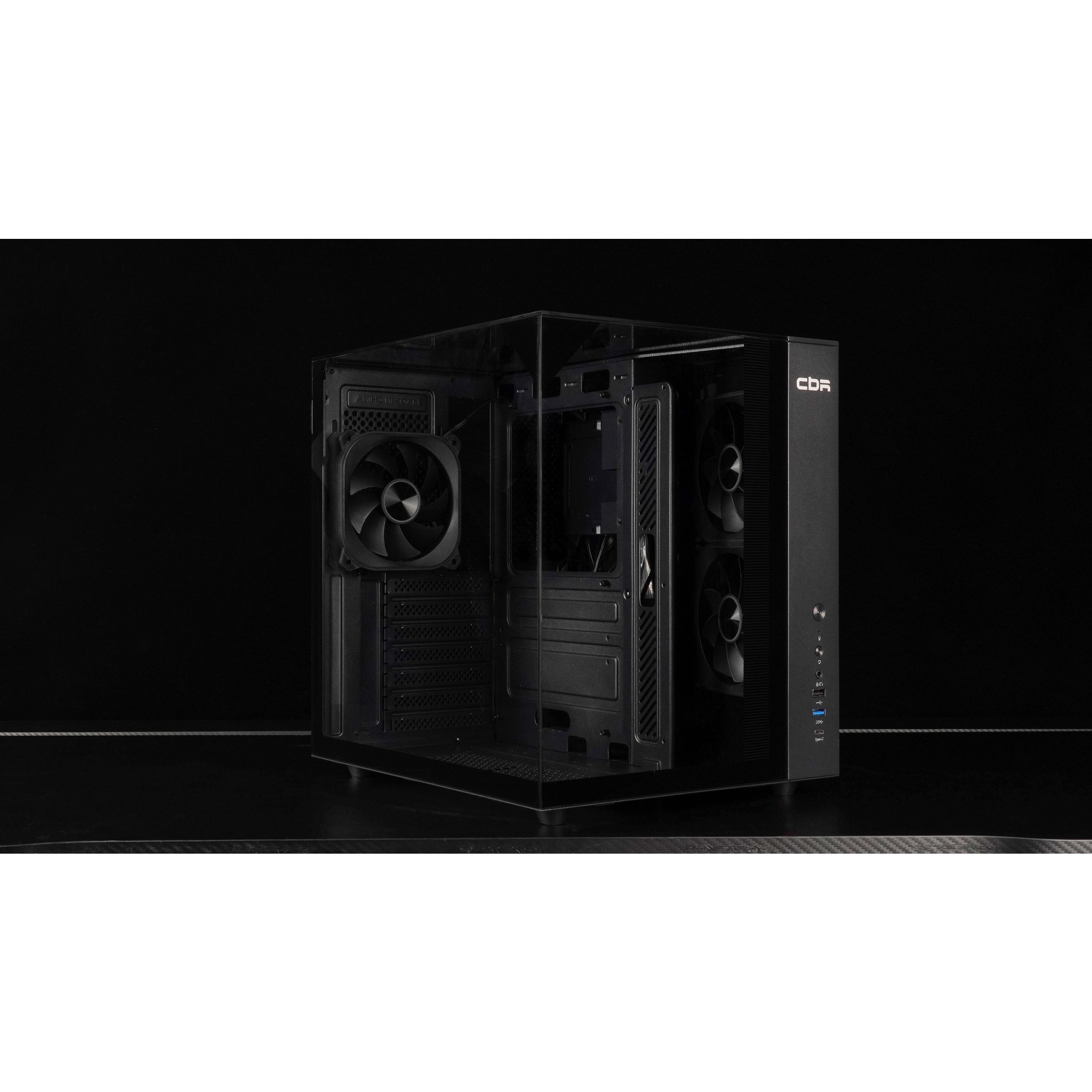 CBR Корпус ATX Cube X810BK, без БП, 1*USB Type-C, 1*USB 3.0, 1*USB 2.0, HD Audio+Mic, 3*fans, Black [PCC-ATX-X810BK-WPSU]