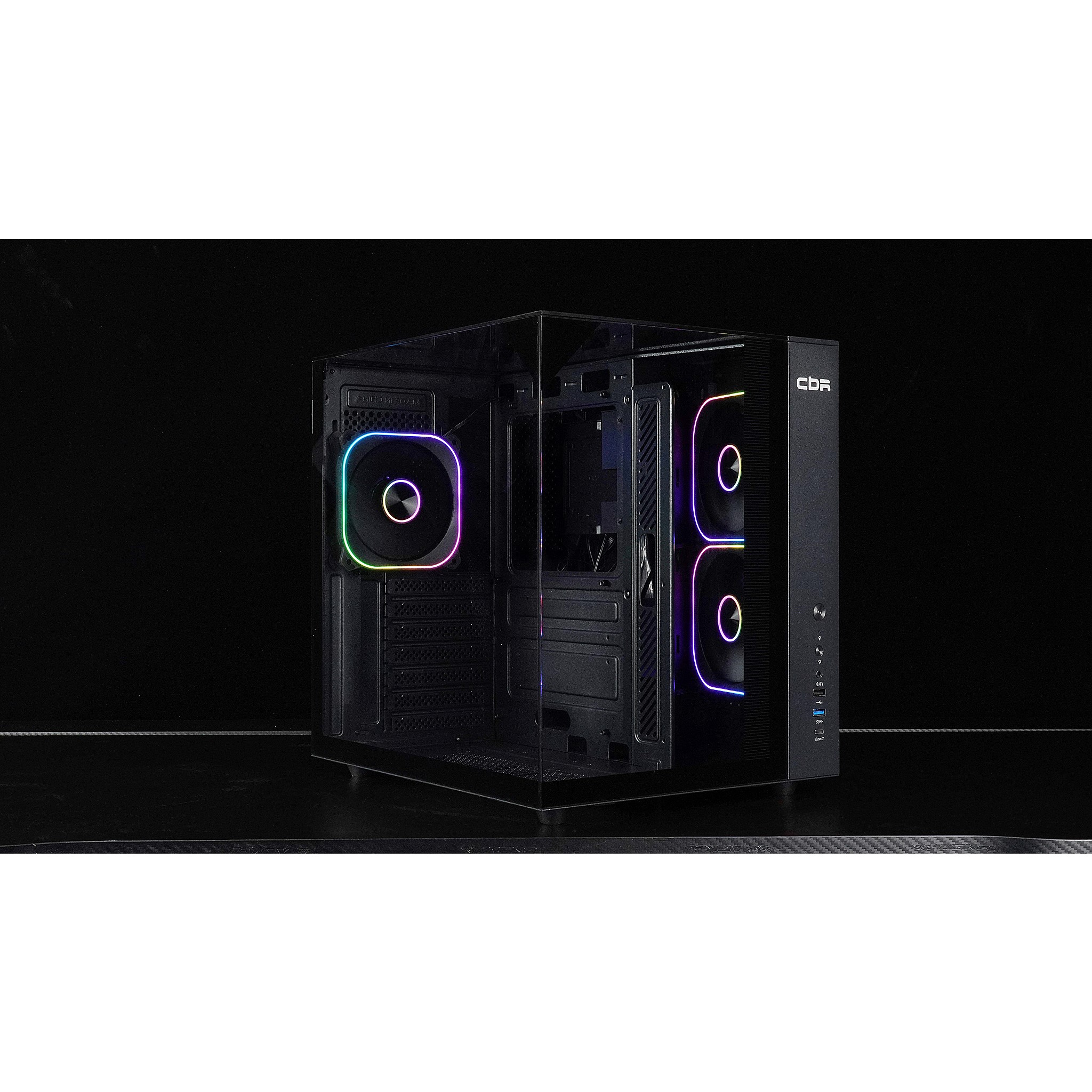 CBR Корпус ATX Cube X810BK, без БП, 1*USB Type-C, 1*USB 3.0, 1*USB 2.0, HD Audio+Mic, 3*fans, Black [PCC-ATX-X810BK-WPSU]