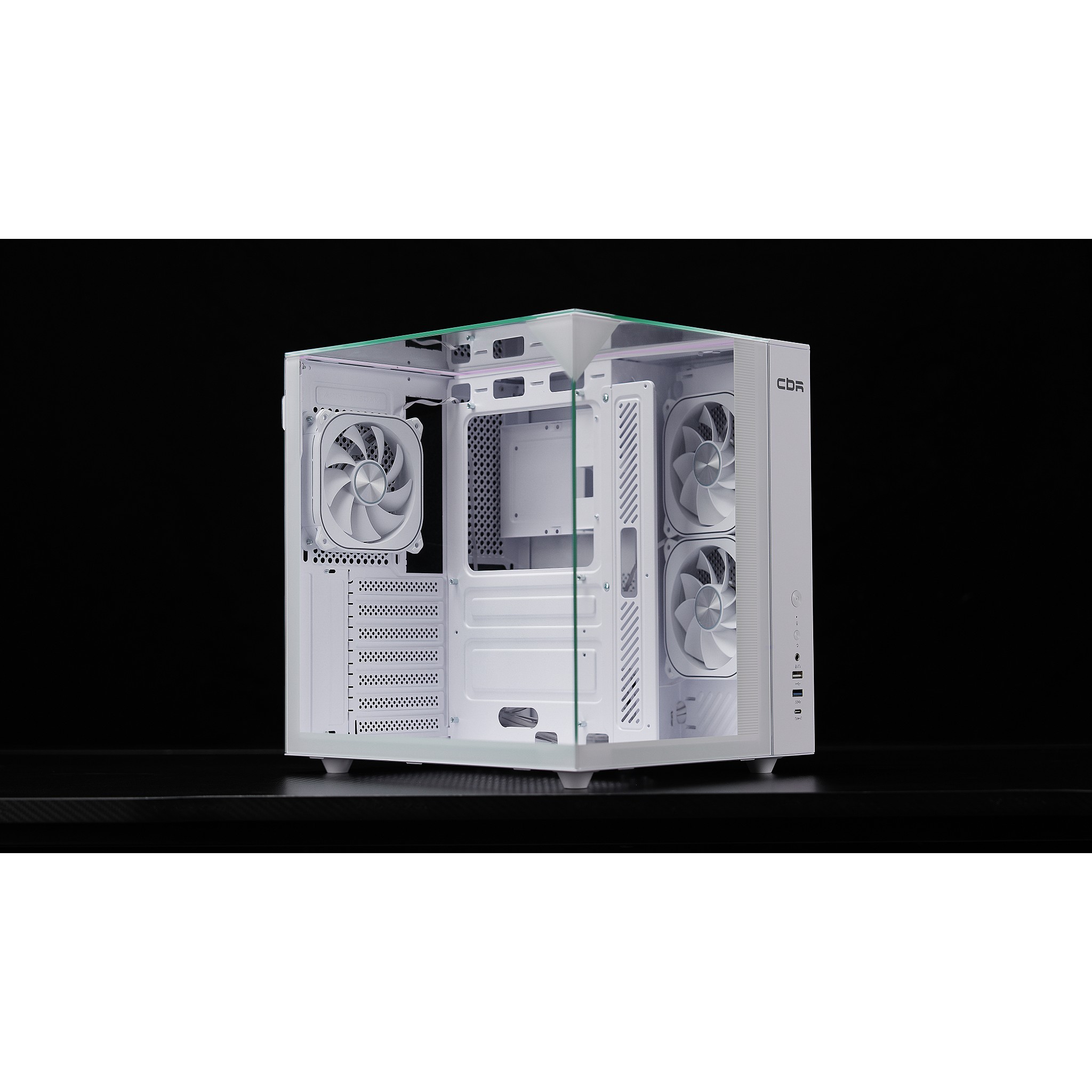CBR Корпус ATX Cube X810WT, без БП, 1*USB Type-C, 1*USB 3.0, 1*USB 2.0, HD Audio+Mic, 3*fans, White [PCC-ATX-X810WT-WPSU]