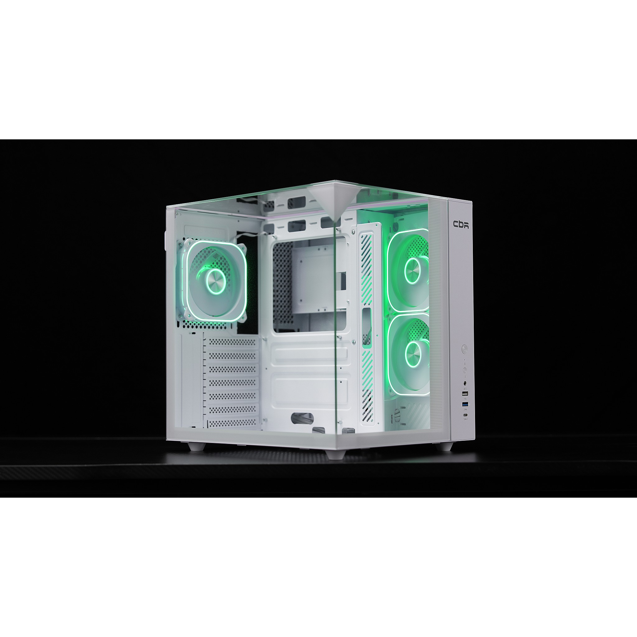 CBR Корпус ATX Cube X810WT, без БП, 1*USB Type-C, 1*USB 3.0, 1*USB 2.0, HD Audio+Mic, 3*fans, White [PCC-ATX-X810WT-WPSU]