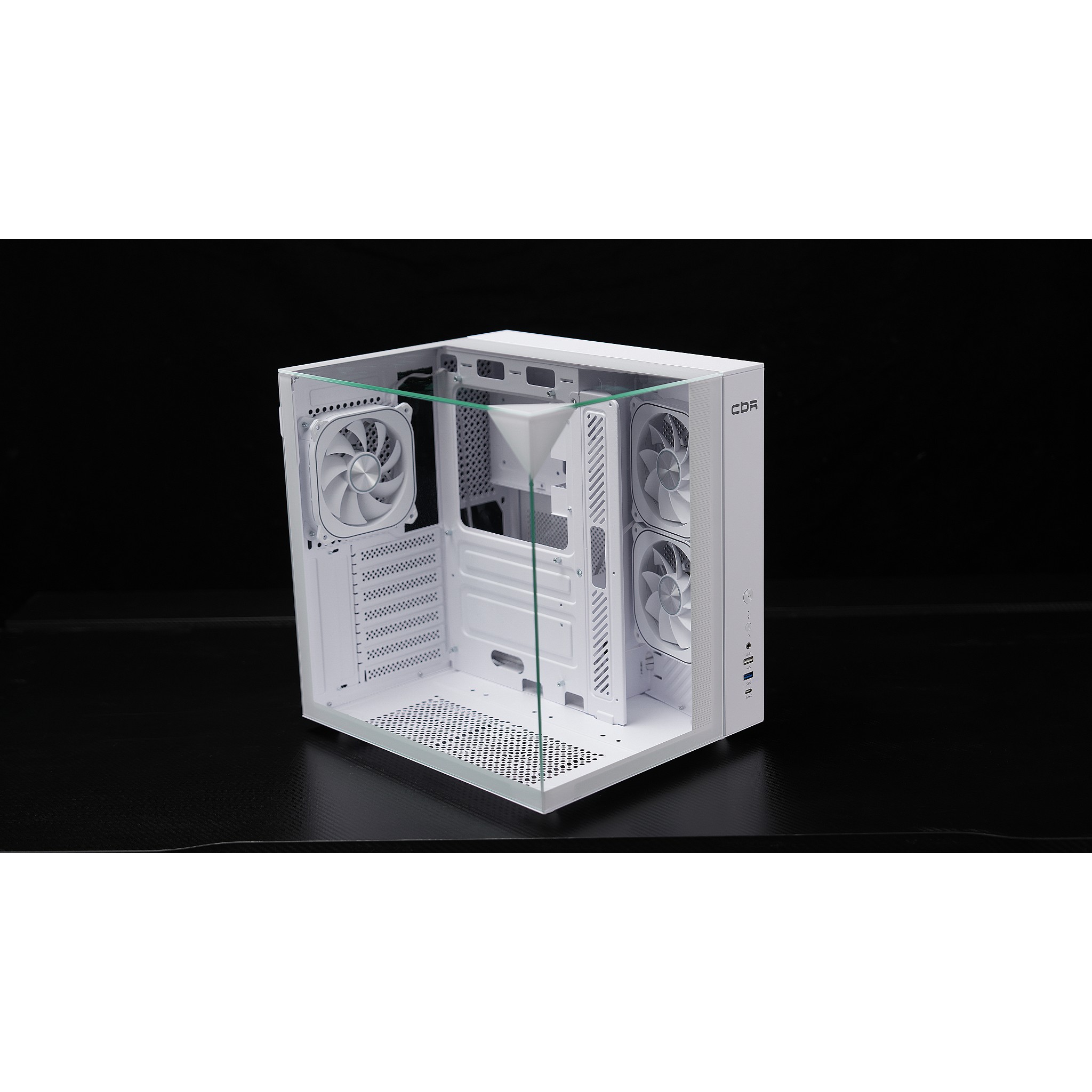 CBR Корпус ATX Cube X810WT, без БП, 1*USB Type-C, 1*USB 3.0, 1*USB 2.0, HD Audio+Mic, 3*fans, White [PCC-ATX-X810WT-WPSU]