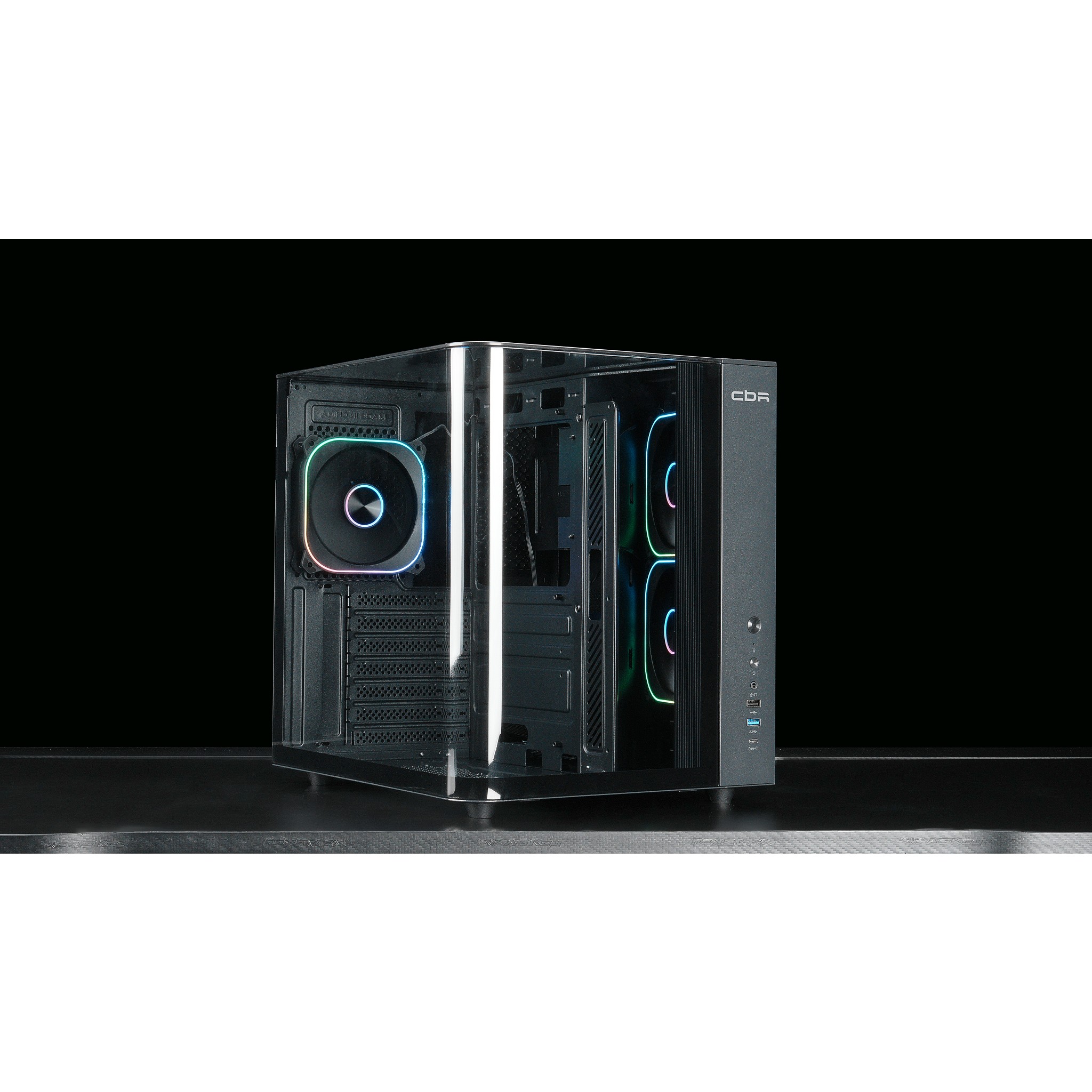 CBR Корпус ATX Cube X860BK, без БП, 1*USB Type-C, 1*USB 3.0, 1*USB 2.0, HD Audio+Mic, 3*fans, Black [PCC-ATX-X860BK-WPSU]