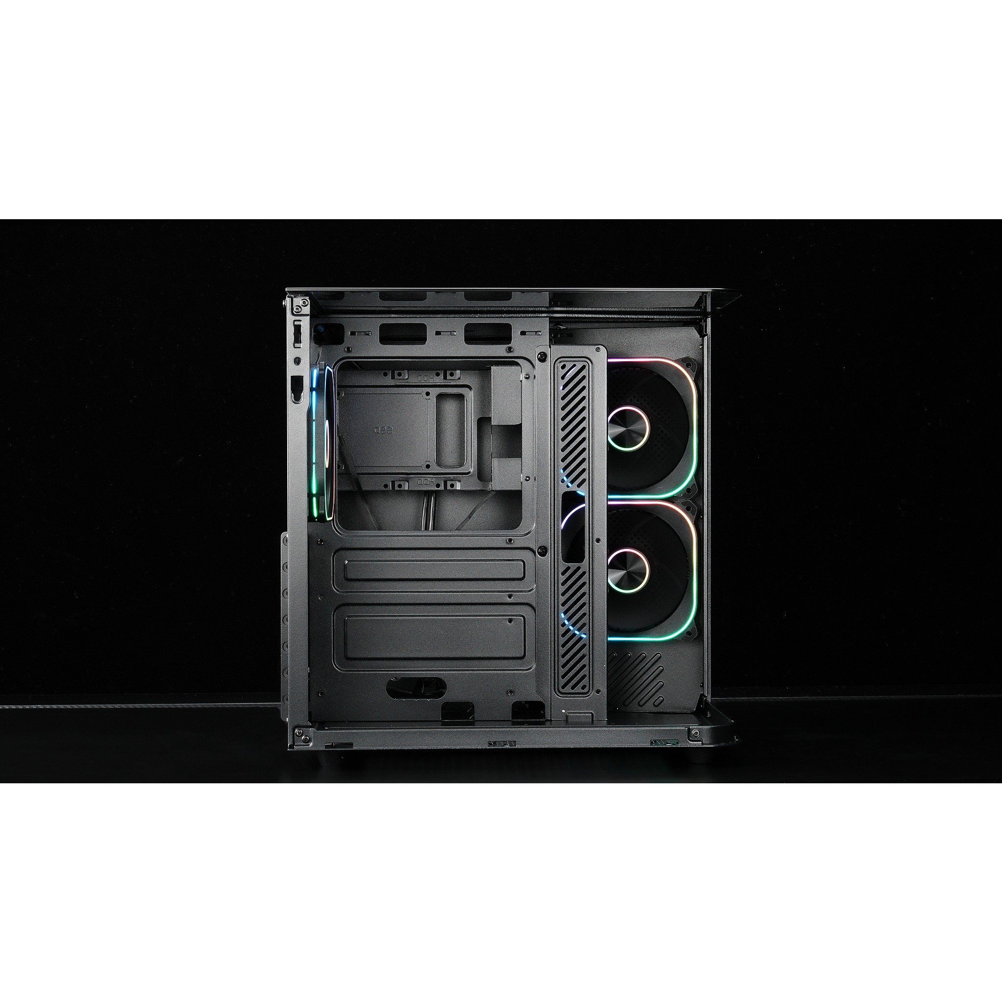 CBR Корпус ATX Cube X860BK, без БП, 1*USB Type-C, 1*USB 3.0, 1*USB 2.0, HD Audio+Mic, 3*fans, Black [PCC-ATX-X860BK-WPSU]
