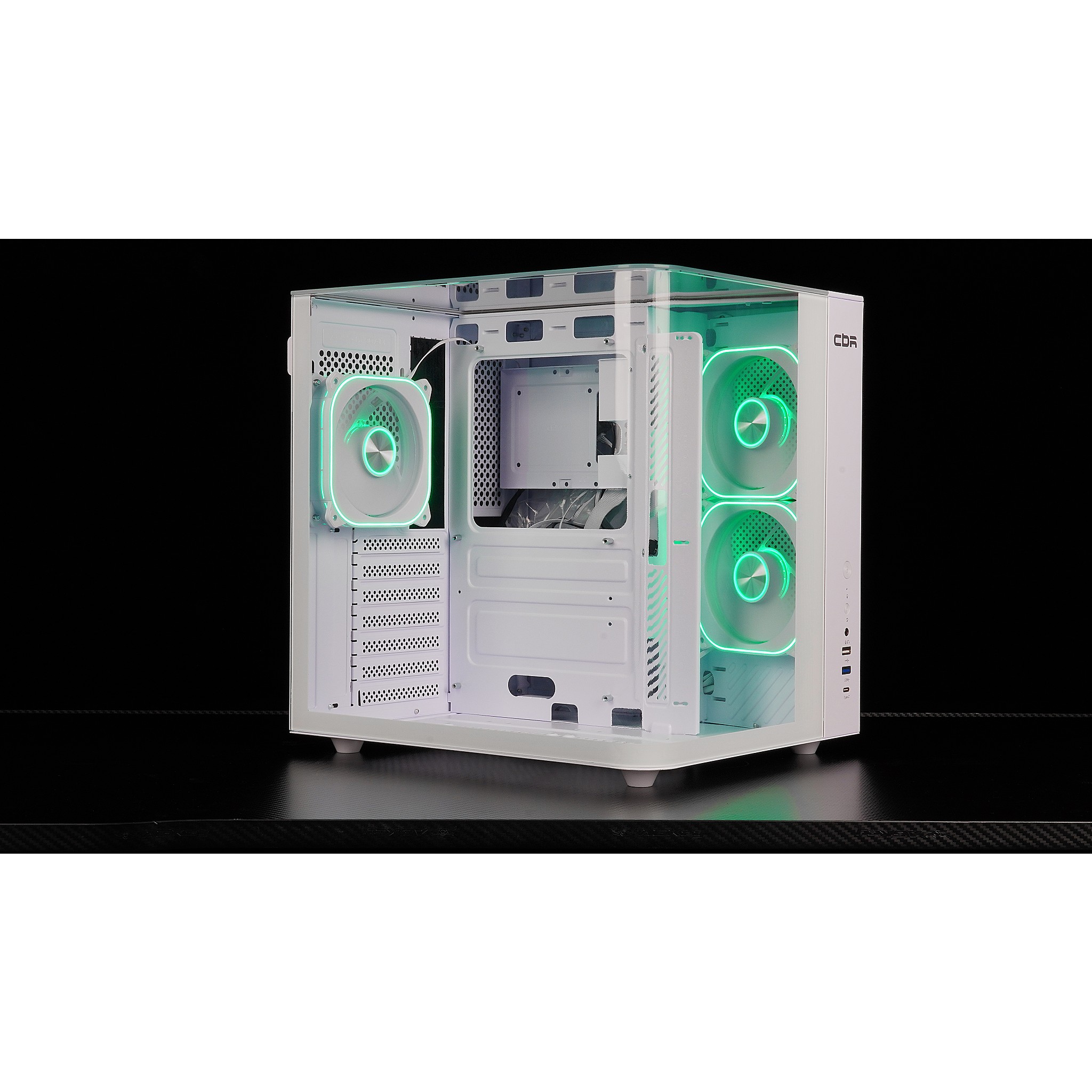 CBR Корпус ATX Cube X860WT, без БП, 1*USB Type-C, 1*USB 3.0, 1*USB 2.0, HD Audio+Mic, 3*fans, White [PCC-ATX-X860WT-WPSU]