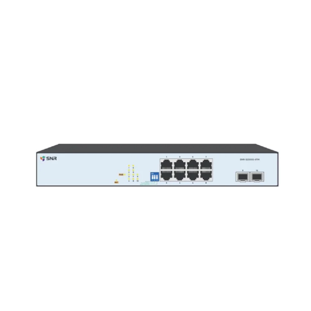 SNR Управляемый Web-smart PoE коммутатор уровня 2, 8 портов 10/100/1000Base-T, 2 порта 1/2.5G SFP, встроенный БП 220V AC арт. SNR-S2300G-8TM