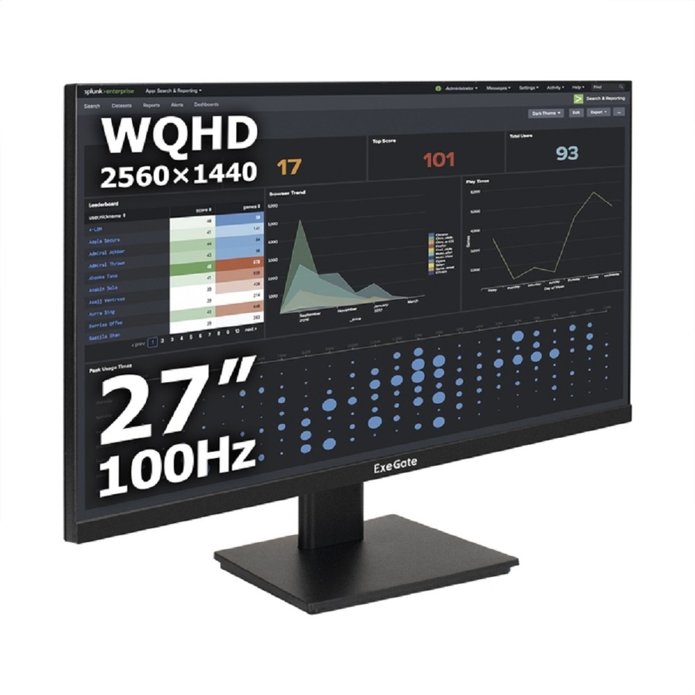 LCD ExeGate 27" EH2700 ProSmart {IPS 2560x1440 100hz 5ms 300cd 1000:1 178/178 HDMI2.0 DisplayPort USB(для зарядки) audio-out} [EX301150RUS]