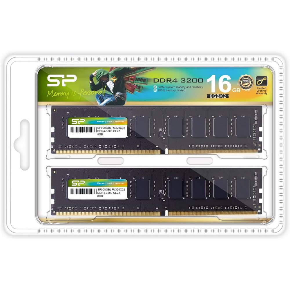 Оперативная память Silicon Power DDR4 DIMM 16GB (8GBx2) SP016GBLFU320X22 CL22 3200MHz