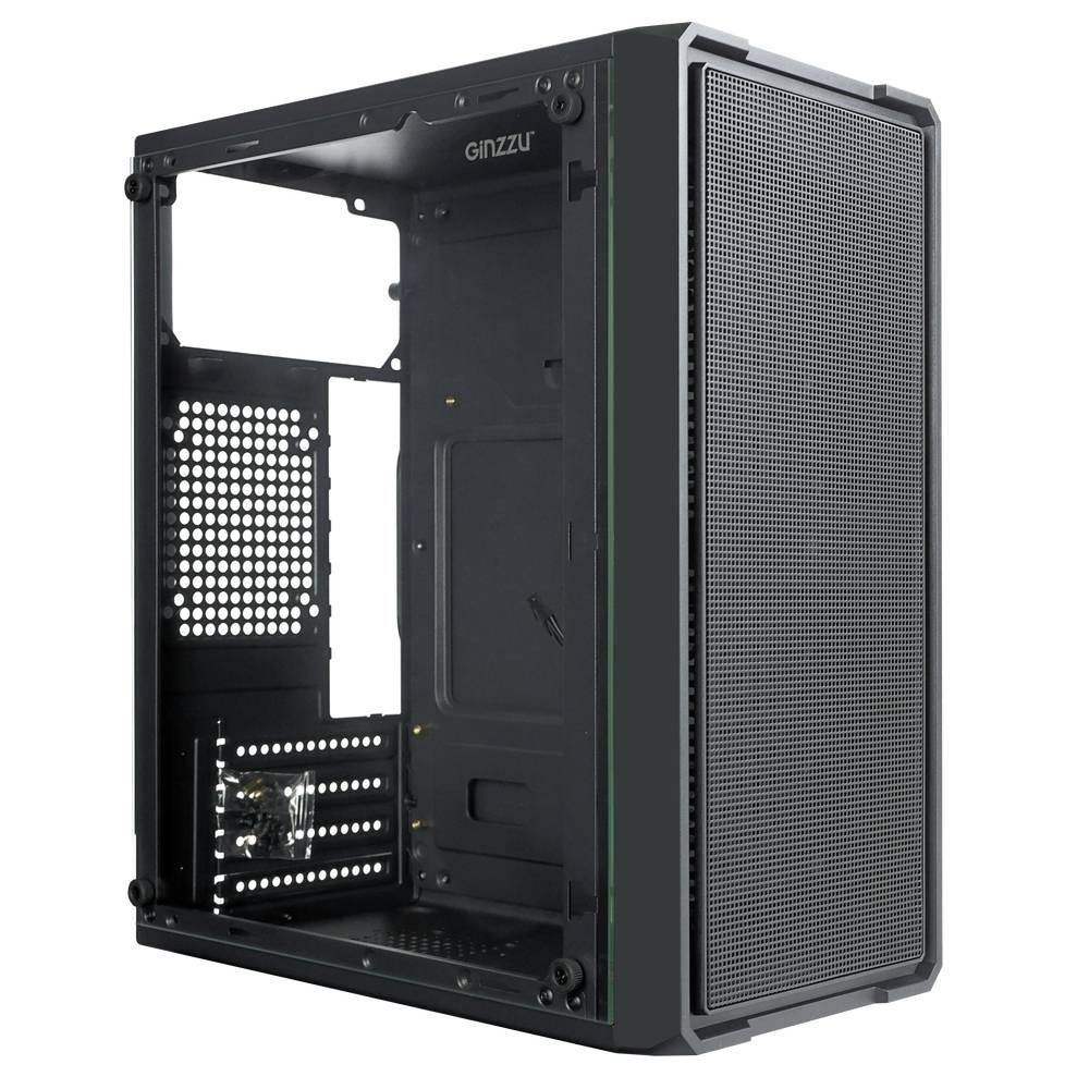 Повреждение упаковки Корпус Ginzzu B171 2*USB 2.0,AU боковая панель стекло передняя сетка арт. B171_DP
