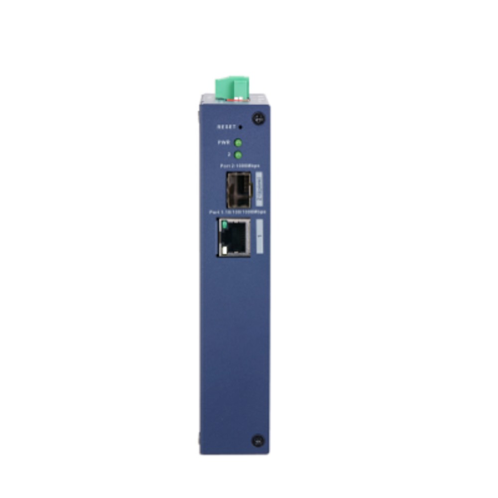DAHUA DH-CHS4102-1GT 2-портовый облачный коммутатор; 1xRJ45 1G, 1xSFP 1G (uplink); питание 12VDC; грозозащита 6кВ; IP30, IK06;