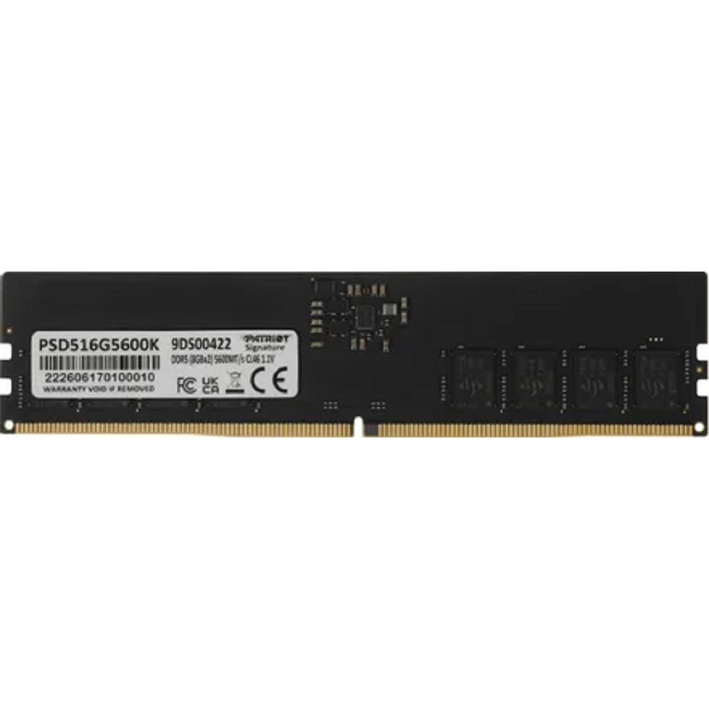 Оперативная память PATRIOT DDR5 DIMM 16GB Kit (2x8Gb) 5600 MT/s CL40 PSD516G5600K