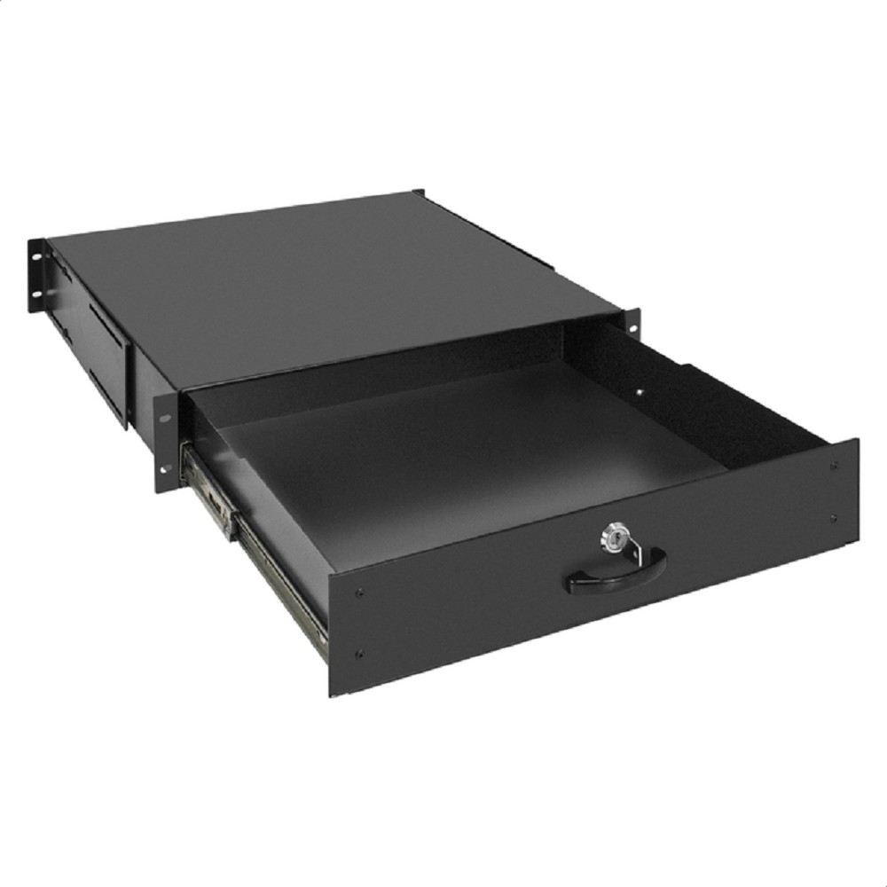 Exegate EX301463RUS Ящик для документов 2U 19" ExeGate EDRW-2U300-B (выдвижной, глубина 300мм, крепление 19" 2U, для напольных шкафов и стоек глубиной 600мм/800мм/1000мм, нагрузка до 40кг, цвет черный