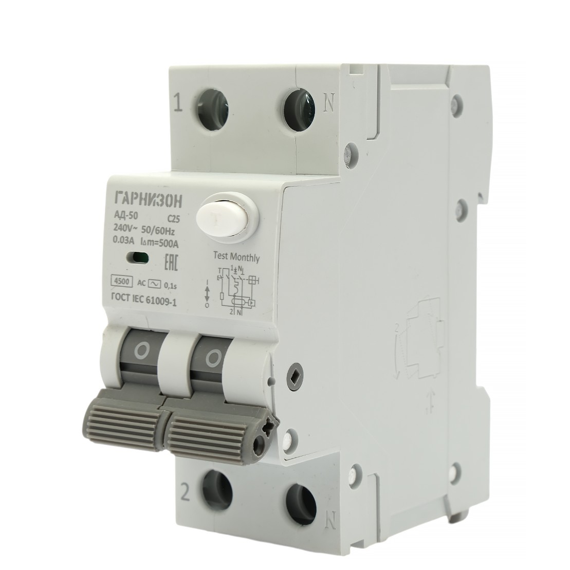 Гарнизон RCBO-50-2-25-4.5-C-30-AC Автоматичесикй выключатель дифференциального тока
