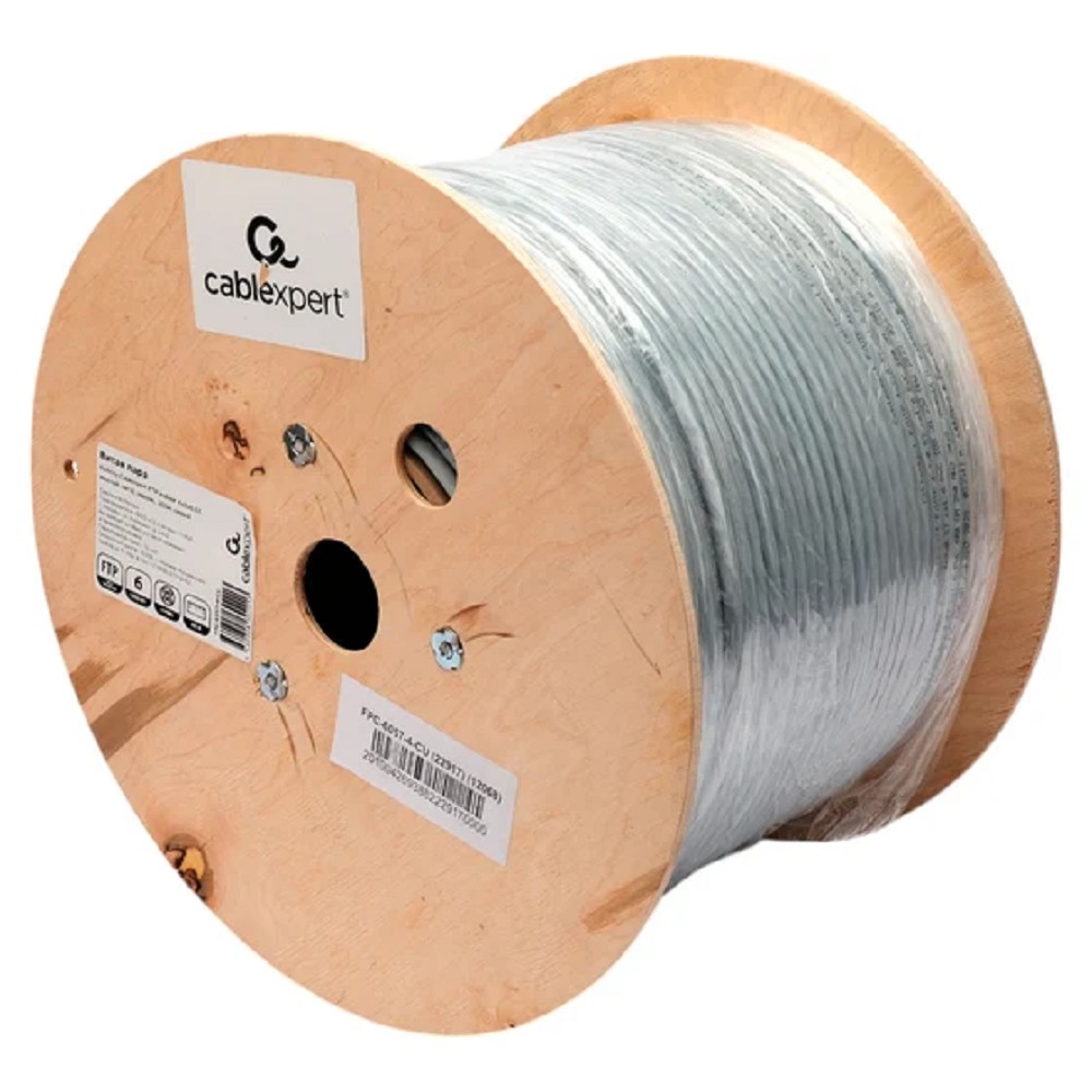 Cablexpert FPC-6057-4-CU Кабель Cablexpert (RU) FTP indoor 4x2x0.57, медный, кат.6, однож 305м, box, серый