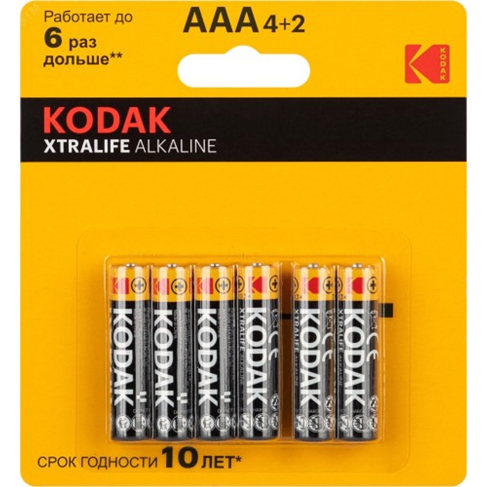 Kodak LR03-4+2BL XTRALIFE Alkaline (120/480) (6 шт. в уп-ке) арт. B0064291