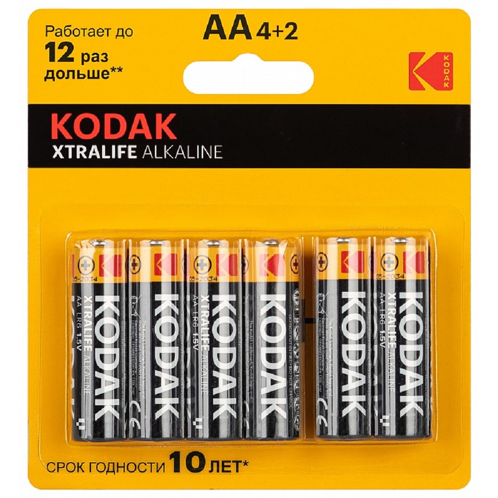 Kodak LR6-4+2BL XTRALIFE Alkaline (72/288) (6 шт. в уп-ке) арт. B0064204