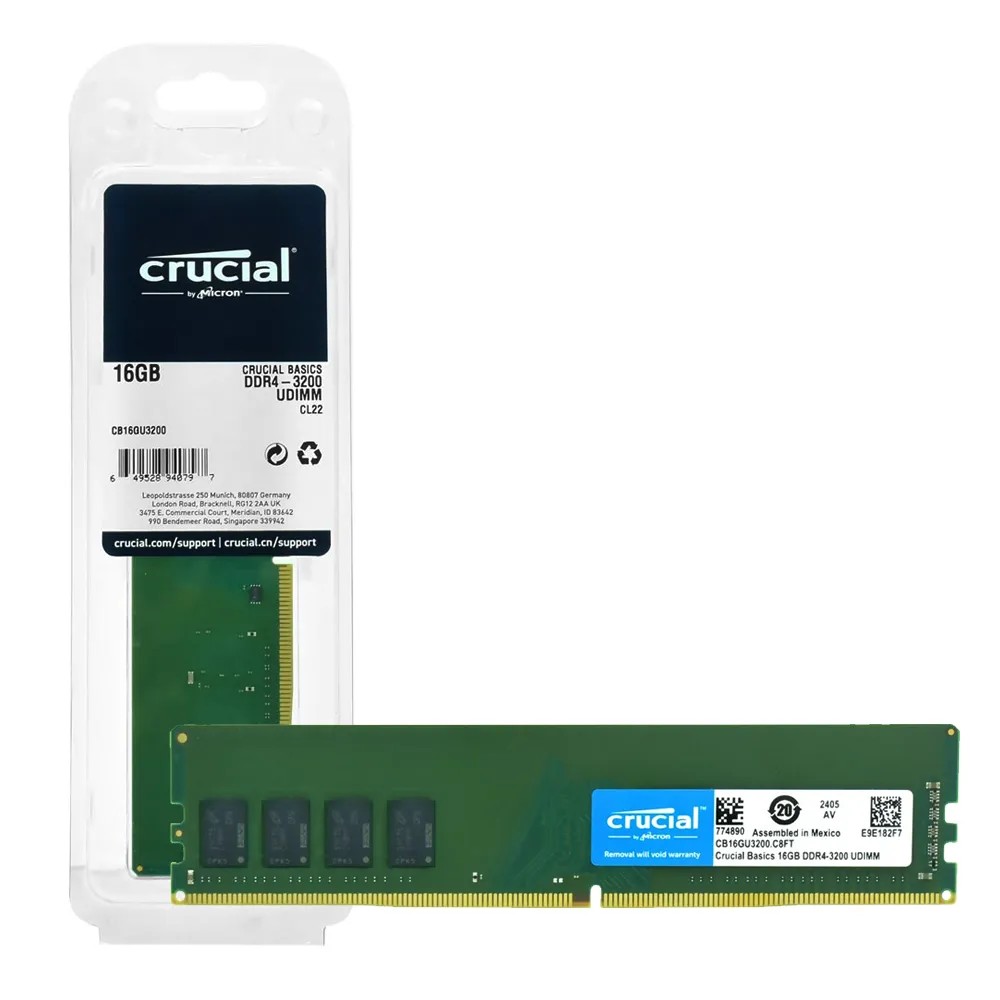Повреждение упаковки Crucial DDR4 DIMM 16GB CB16GU3200 PC4-25600, 3200MHz арт. CB16GU3200_DP