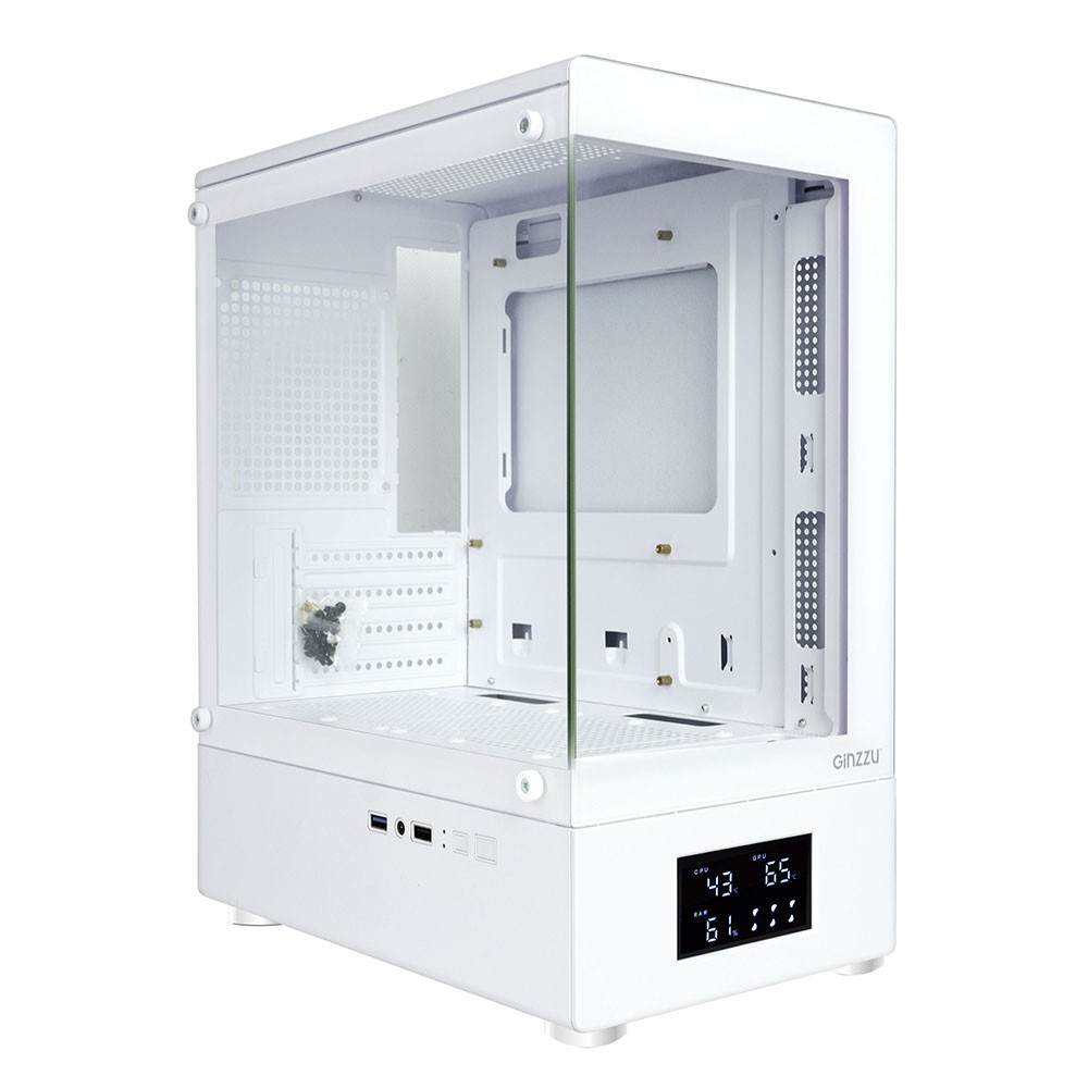 Повреждение упаковки Корпус Ginzzu RX450D mATX жк. дисплей (Белый) арт. RX450D_DP