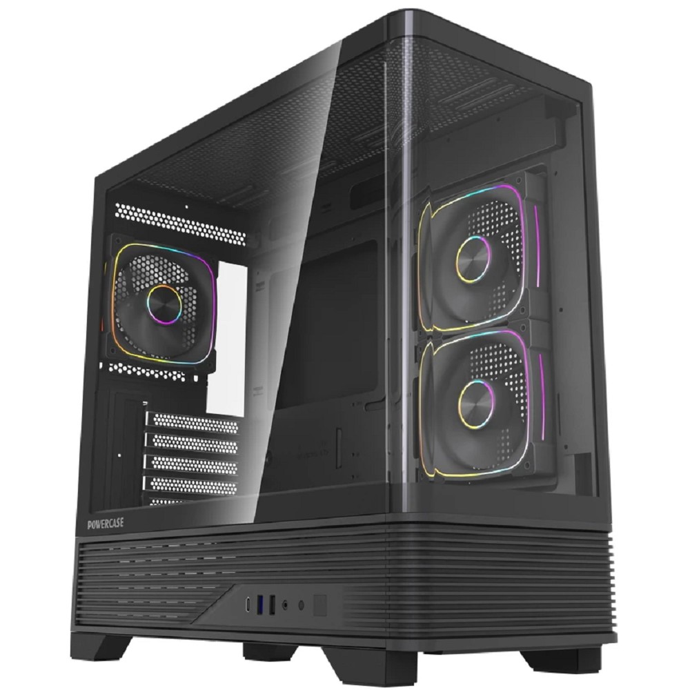 Повреждение упаковки Powercase Корпус Vision Micro M6B, Curved Glass, Type-C, 3x 120mm ARGB PWM Fan, чёрный, mATX (CVMM6B-A3) арт. CVMM6B-A3_DP