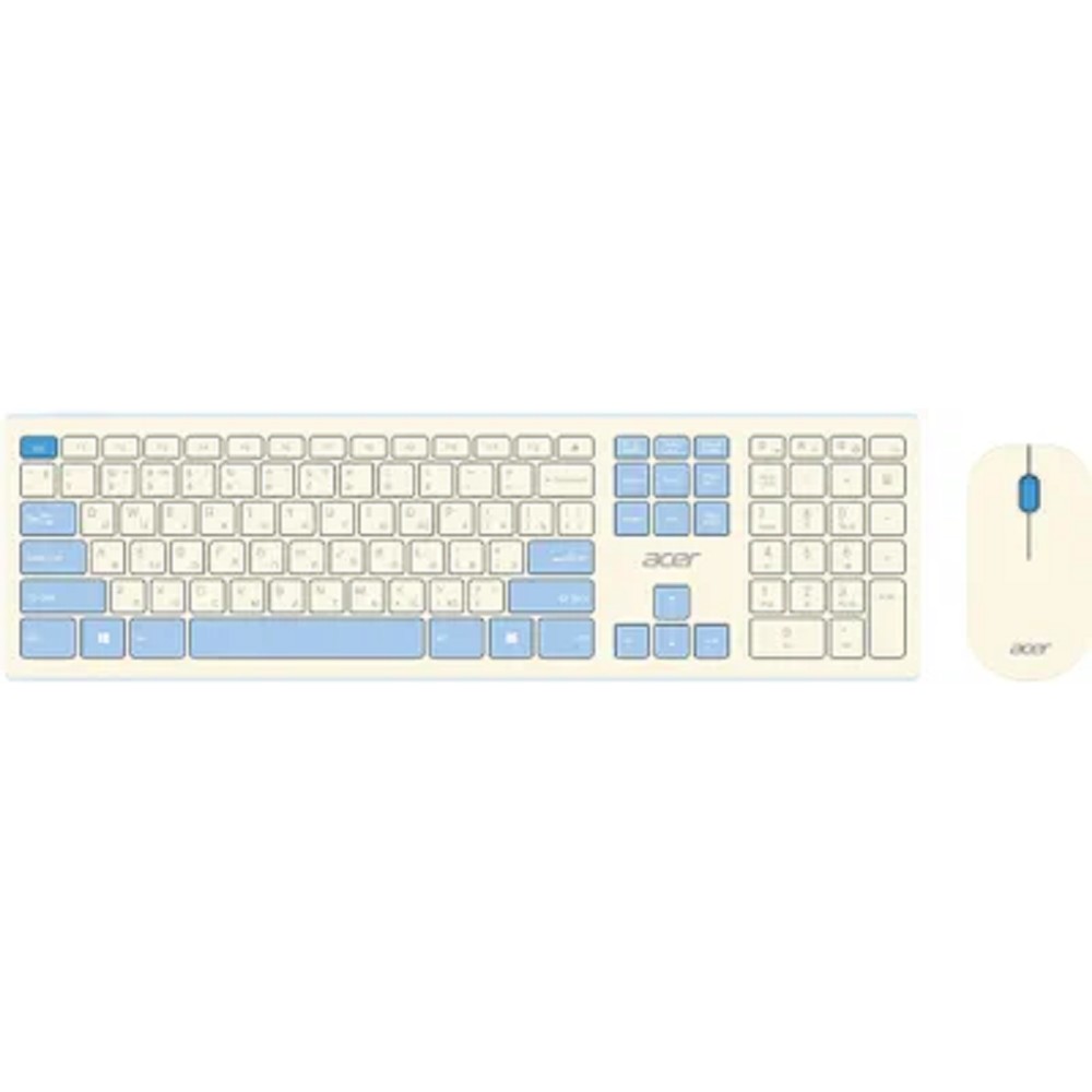 Повреждение упаковки Acer OCC205 [ZL.ACCEE.00C] Комплект (клавиатура+мышь) клав:белый мышь:белый/голубой USB беспроводная slim арт. ZL.ACCEE.00C_DP