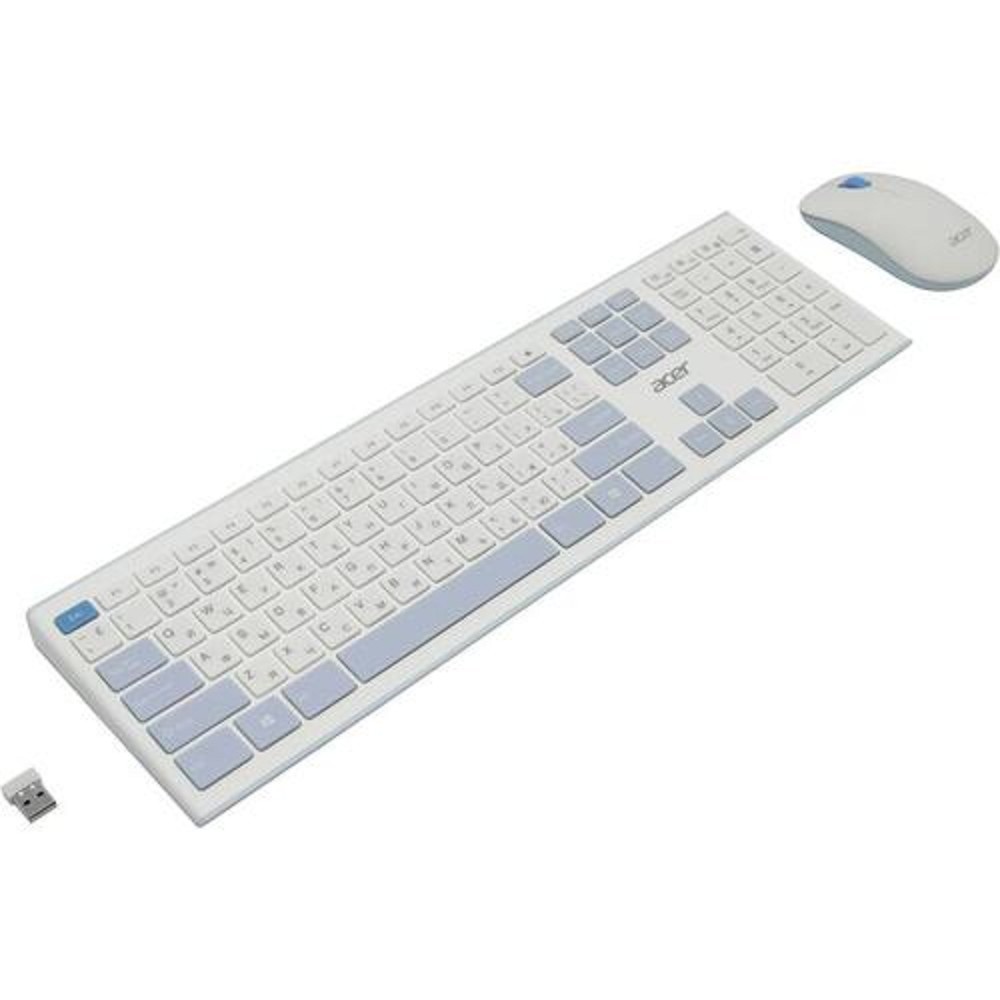 Повреждение упаковки Acer OCC205 [ZL.ACCEE.00C] Комплект (клавиатура+мышь) клав:белый мышь:белый/голубой USB беспроводная slim арт. ZL.ACCEE.00C_DP