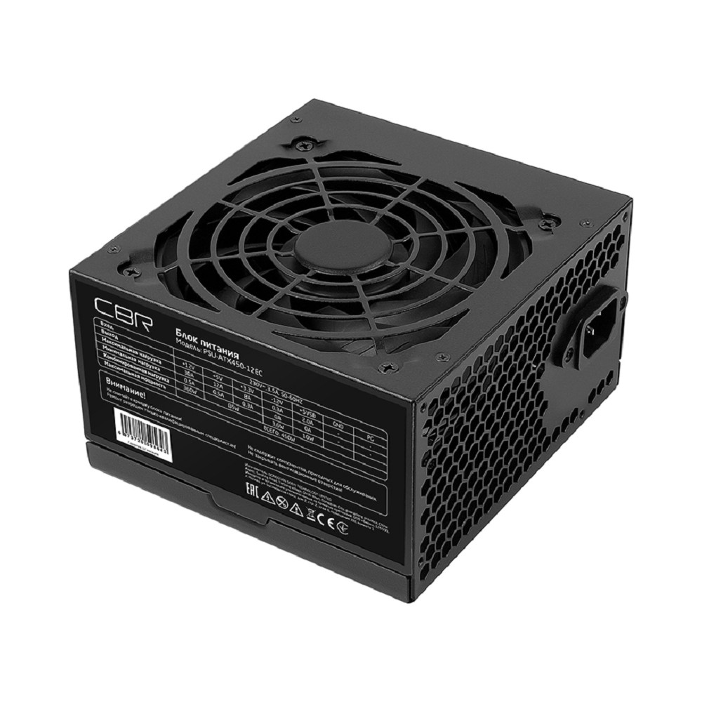 Повреждение упаковки Блок питания CBR ATX 450W, 12см fan, 24pin/1*4pin/1*IDE/2*SATA, 1.2м кабель питания, черный [PSU-ATX450-12EC] OEM арт. PSU-ATX450-12EC_DP