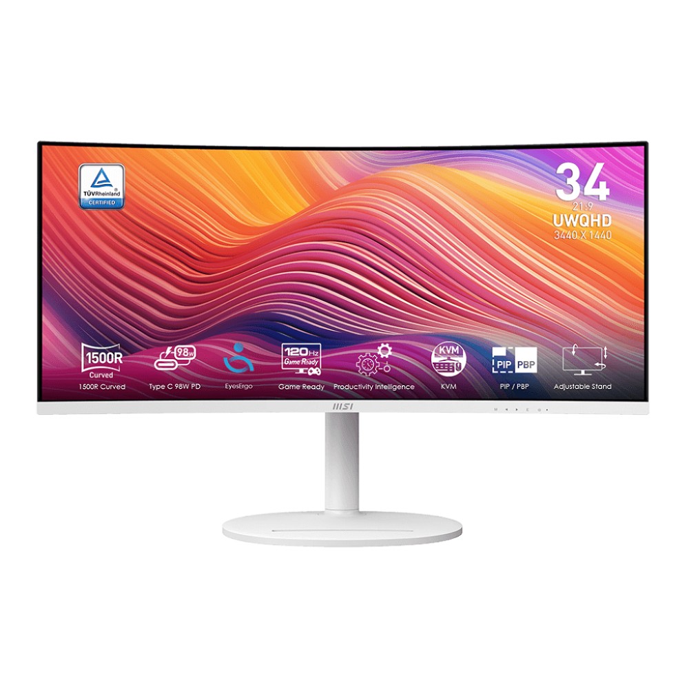 Повреждение упаковки MSI Modern 34" MD342CQPW белый {VA Curved 3440x1440 120Hz 1ms 3000:1 21:9 300cd 2xHDMI DisplayPort 2xUSB USB-C Speaker Tilt Swivel Height white cable} MicroStar арт. 9S6-3PC59H-036_DP