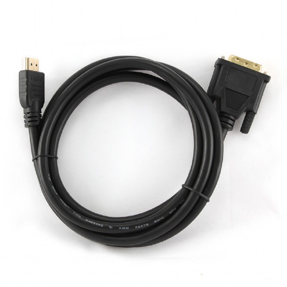 Кабель HDMI-DVI Cablexpert CC-HDMI-DVI-6, 19M/19M, single link, медь, позол.разъемы, экран, 1.8м, черный, пакет