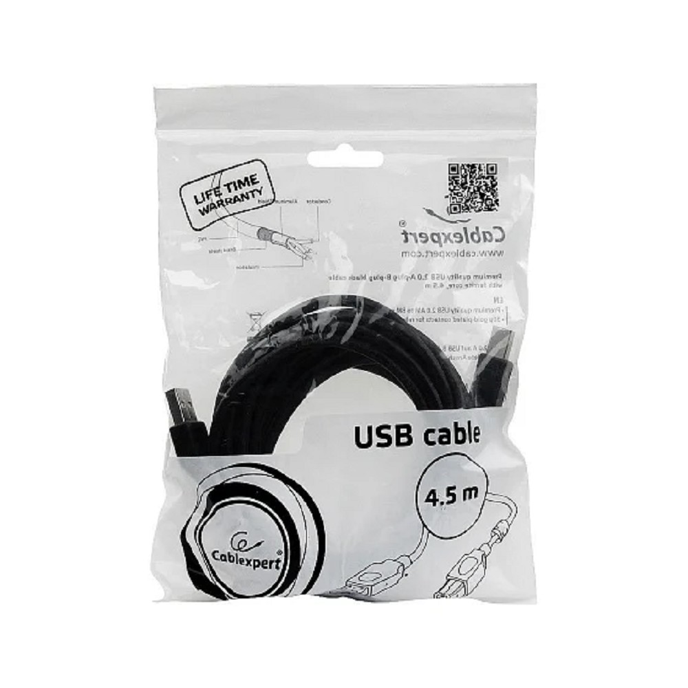 Cablexpert CCF-USB2-AMBM-15 USB 2.0 кабель PRO для соед. 4.5м AM/BM позол.конт., фер.кол., пакет