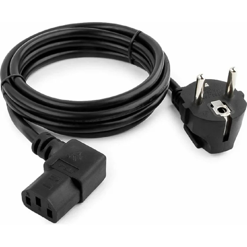 Кабель питания Cablexpert Schuko-C13, VDE, 3х0.75мм2, 10А, угл.разъем, с заземлением, 1.8м, черный [PC-186A-VDE] Gembird