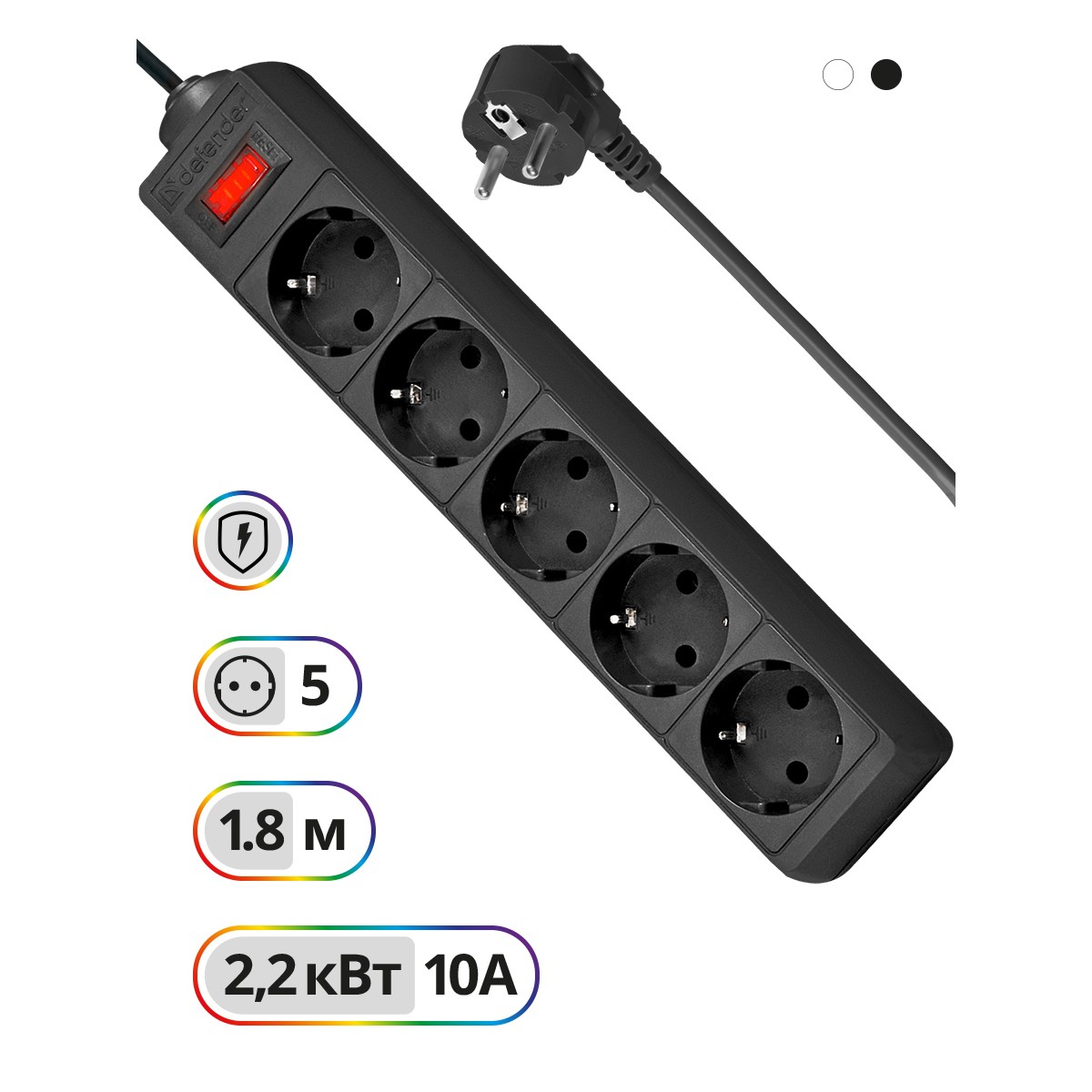 Defender ES 1.8 (1.8 м, 5 розеток) арт. 99484