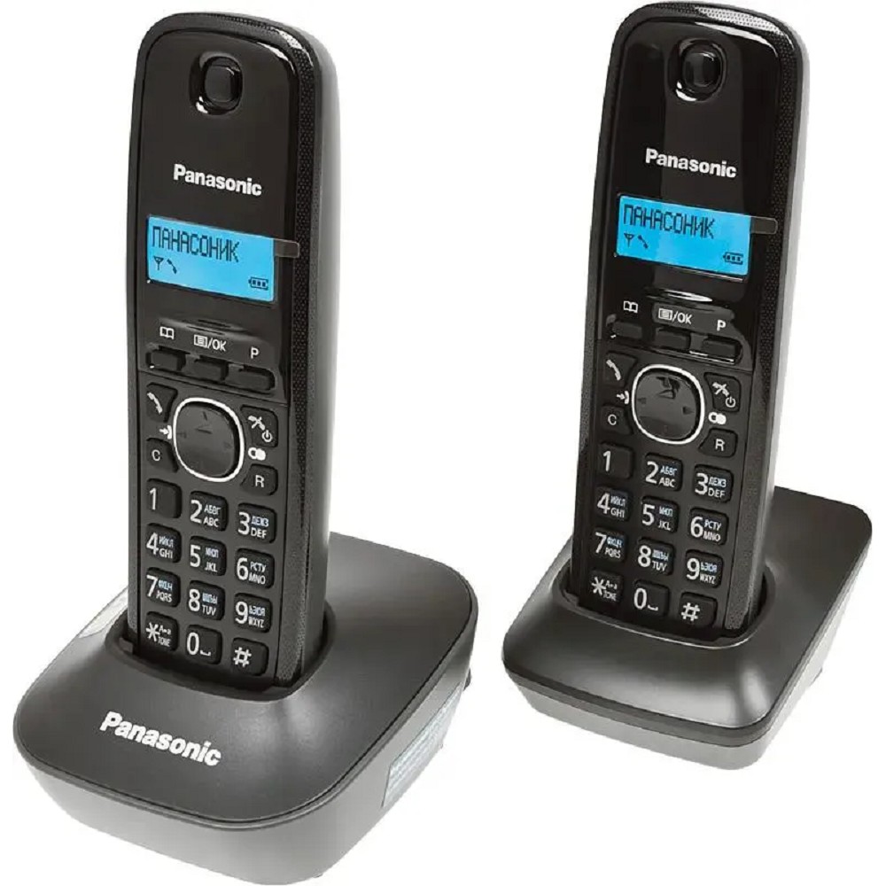 Р/Телефон Dect Panasonic KX-TG1612RUH темно-серый (труб. в компл.:2шт) АОН