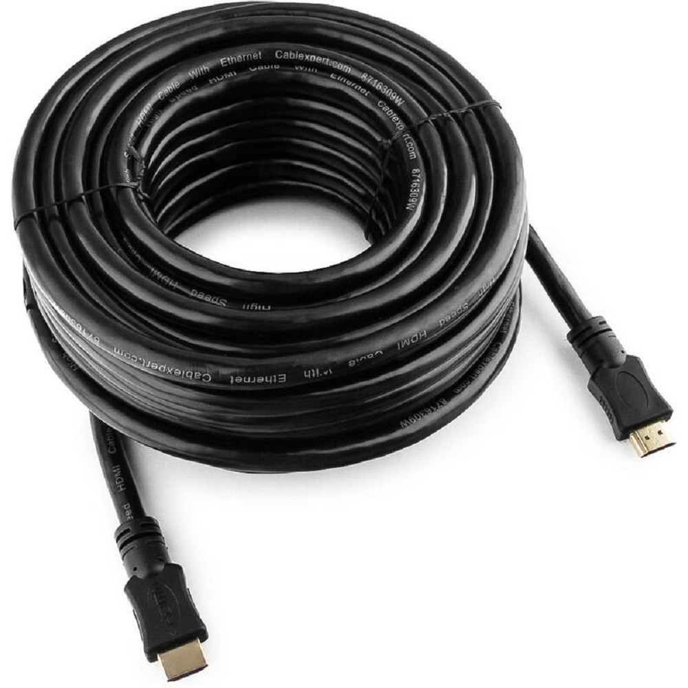 Кабель HDMI Cablexpert 19M/19M, v2.0, медь, позол.контакты, экран, 15м, черный, пакет [CC-HDMI4-15M] Gembird