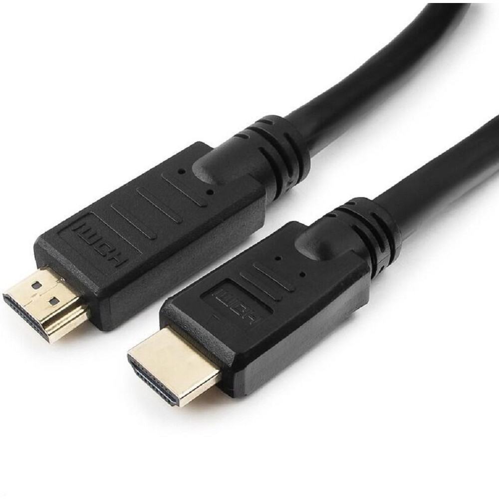 Кабель HDMI Cablexpert 19M/19M, v2.0, медь, позол.контакты, экран, усилитель, 30м, черный, пакет [CC-HDMI4-30M ] Gembird