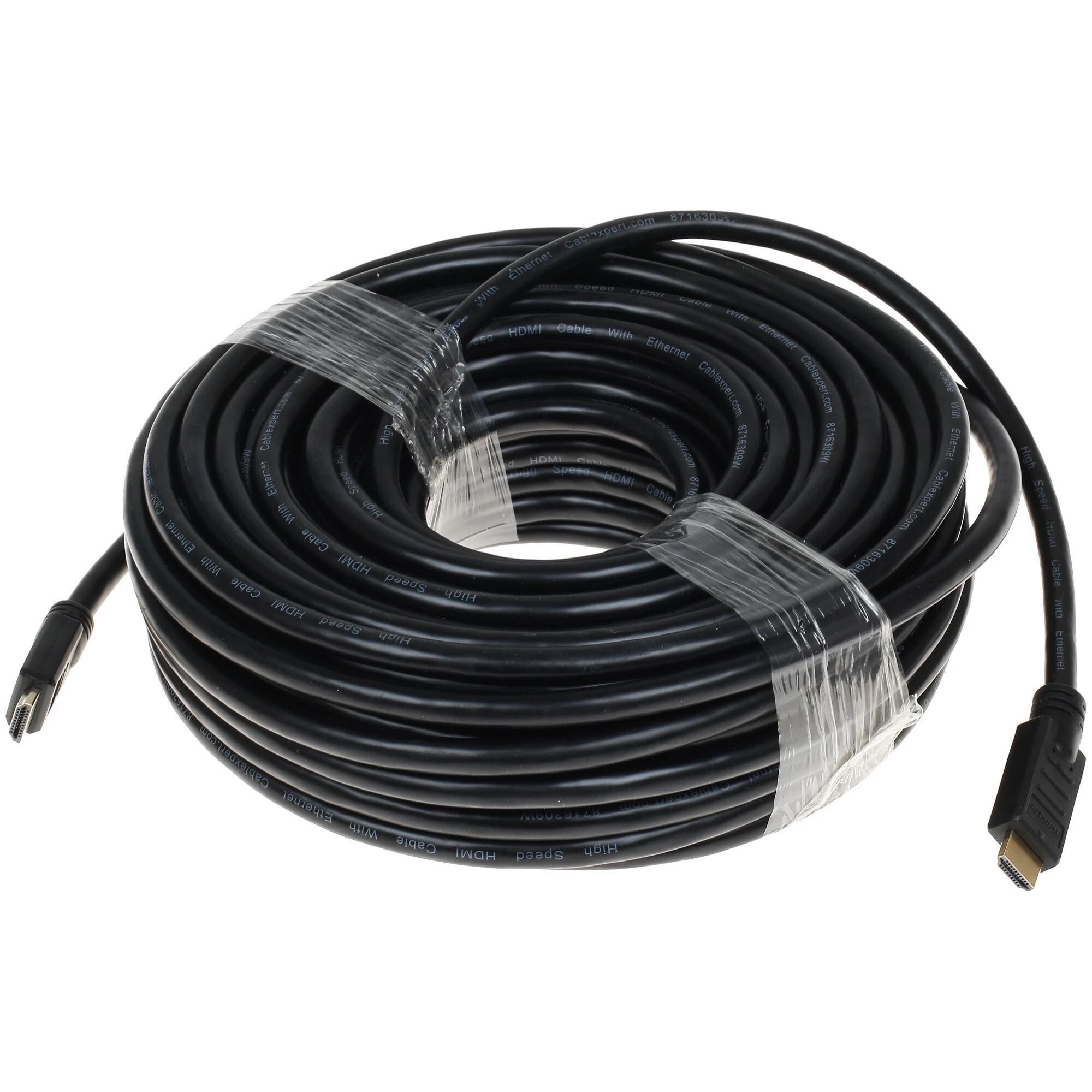 Кабель HDMI Cablexpert 19M/19M, v2.0, медь, позол.контакты, экран, усилитель, 30м, черный, пакет [CC-HDMI4-30M ] Gembird