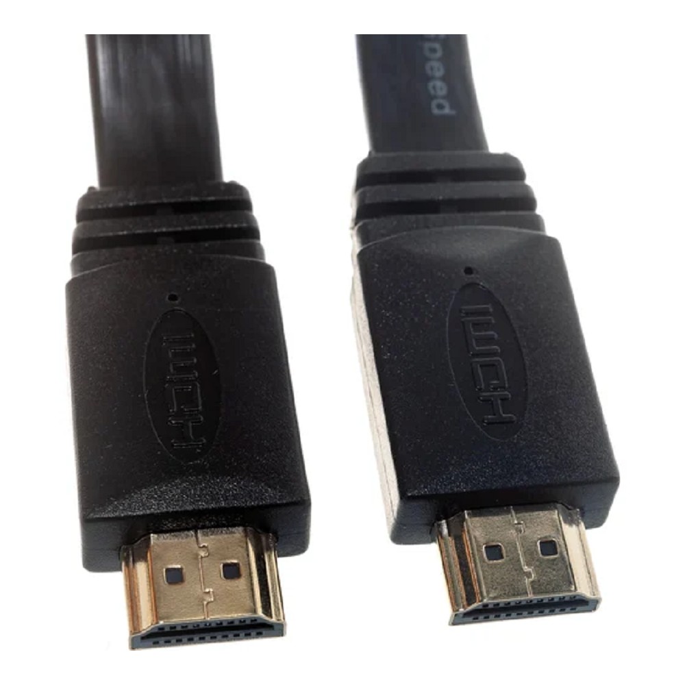 Кабель HDMI Cablexpert CC-HDMI4F-1M, 19M/19M, v2.0, медь, позол.контакты, экран, плоский кабель, 1м, черный, пакет