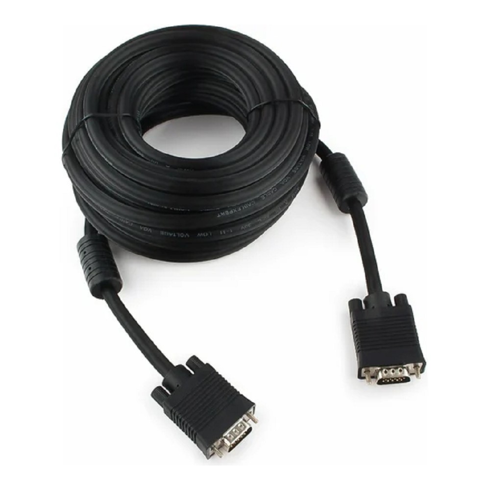 Gembird/Cablexpert CC-PPVGA-10M-B, Кабель VGA Premium , 15M/15M, 10м, черный, тройной экран, феррит.кольца