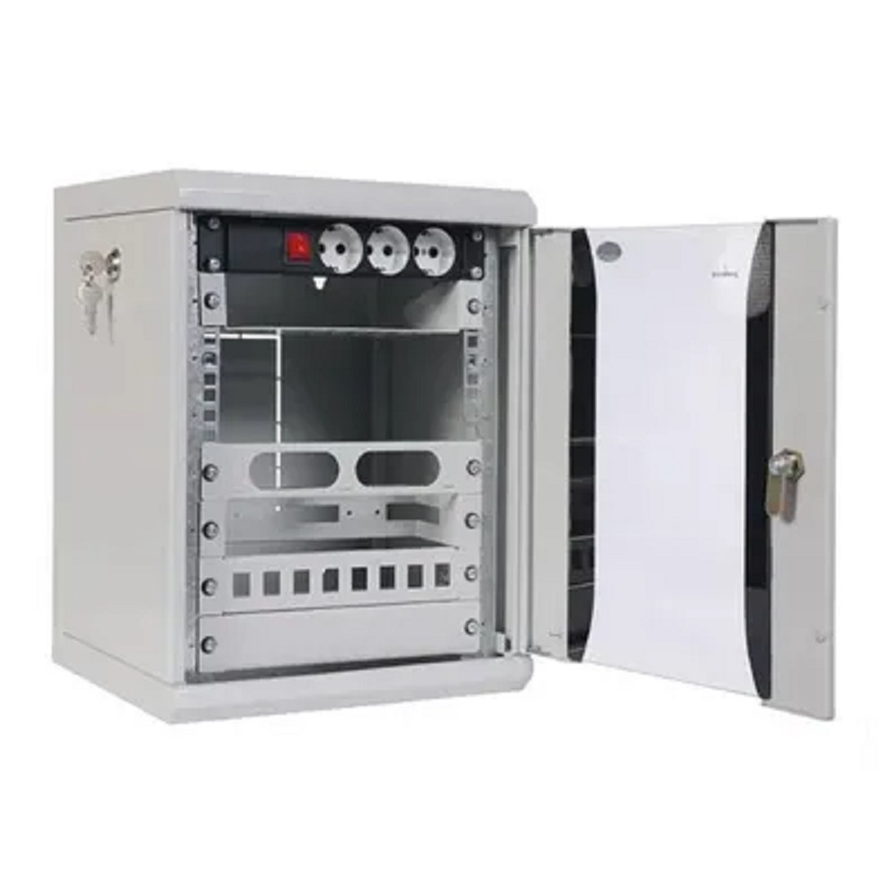 Шкаф коммутационный ЦМО (ШРН-12.255-10) настенный 12U 320x305мм пер.дв.стекл 100кг серый 255мм 10.62кг 180град. 600мм металл