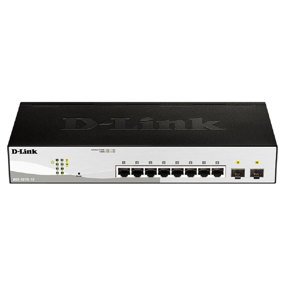 D-Link DGS-1210-10/F1A Управляемый L2 коммутатор с 8 портами 10/100/1000Base-T и 2 портами 1000Base-X SFP D-Link SMB