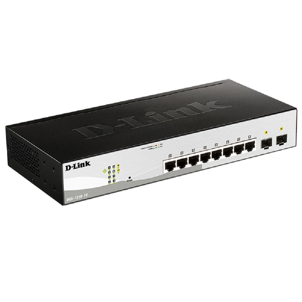 D-Link DGS-1210-10/F1A Управляемый L2 коммутатор с 8 портами 10/100/1000Base-T и 2 портами 1000Base-X SFP D-Link SMB