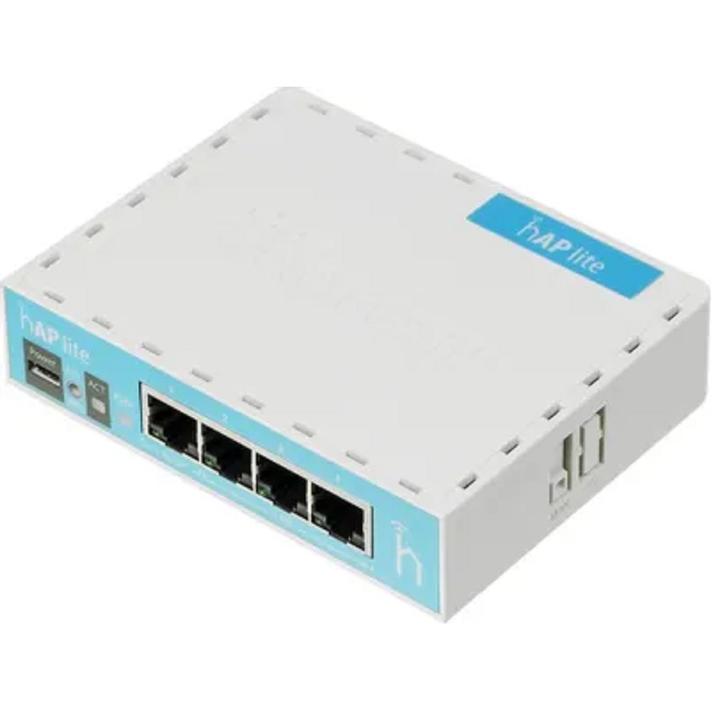 MikroTik hAP lite with 650MHz CPU, 32MB RAM, 4xLAN, built-in 2.4Ghz 802.11b/g/n 2x2 two chain wireless with integrated antennas, RouterOS L4, desktop case, PSU арт. RB941-2nD
