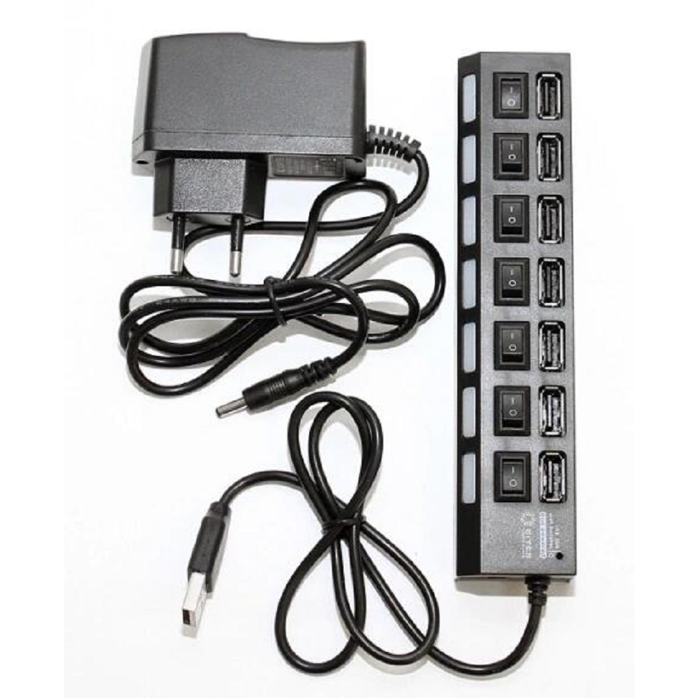 5bites HB27-203PBK Концентратор 7*USB2.0 / БП 5В-2А / 1M / BLACK