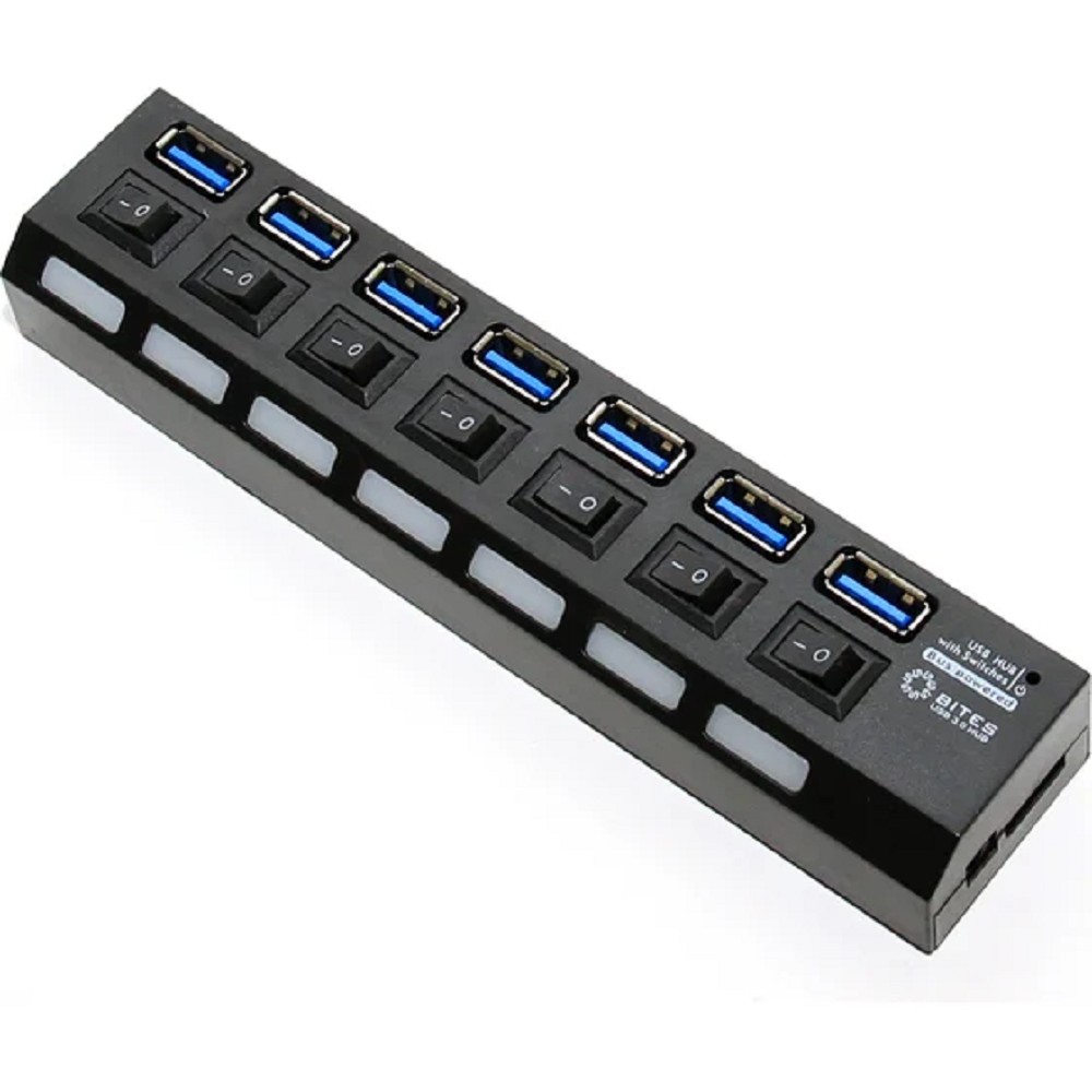 5bites HB37-303PBK Концентратор 7*USB3.0 / БП 5В-2А / 1.2M / BLACK