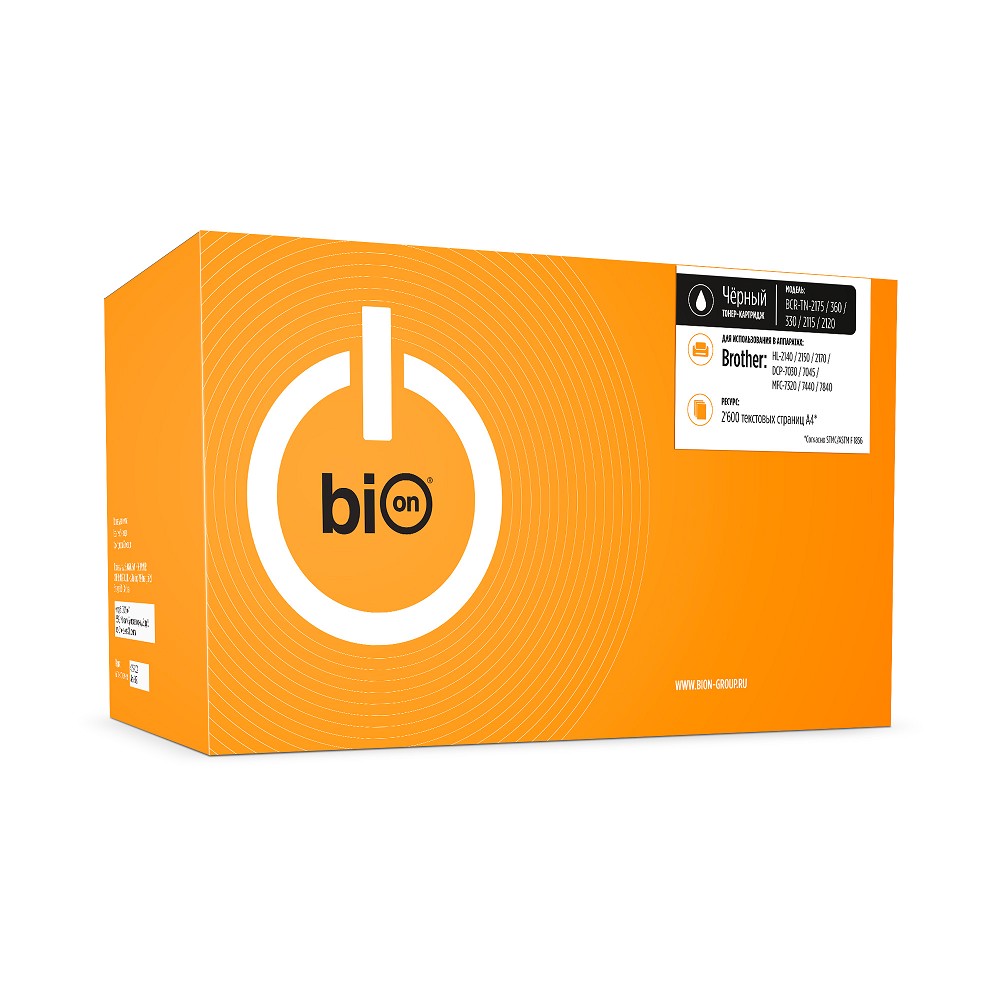 Bion BCR-TN-2175/360/330/2115/2120 Картридж для Brother{ HL-2140/2150/2150N/2170W, DCP-7030/7040/7045N, MFC-7045/7320/7440/7840W } (2600 стр.),Черный, с чипом Bion Cartridge