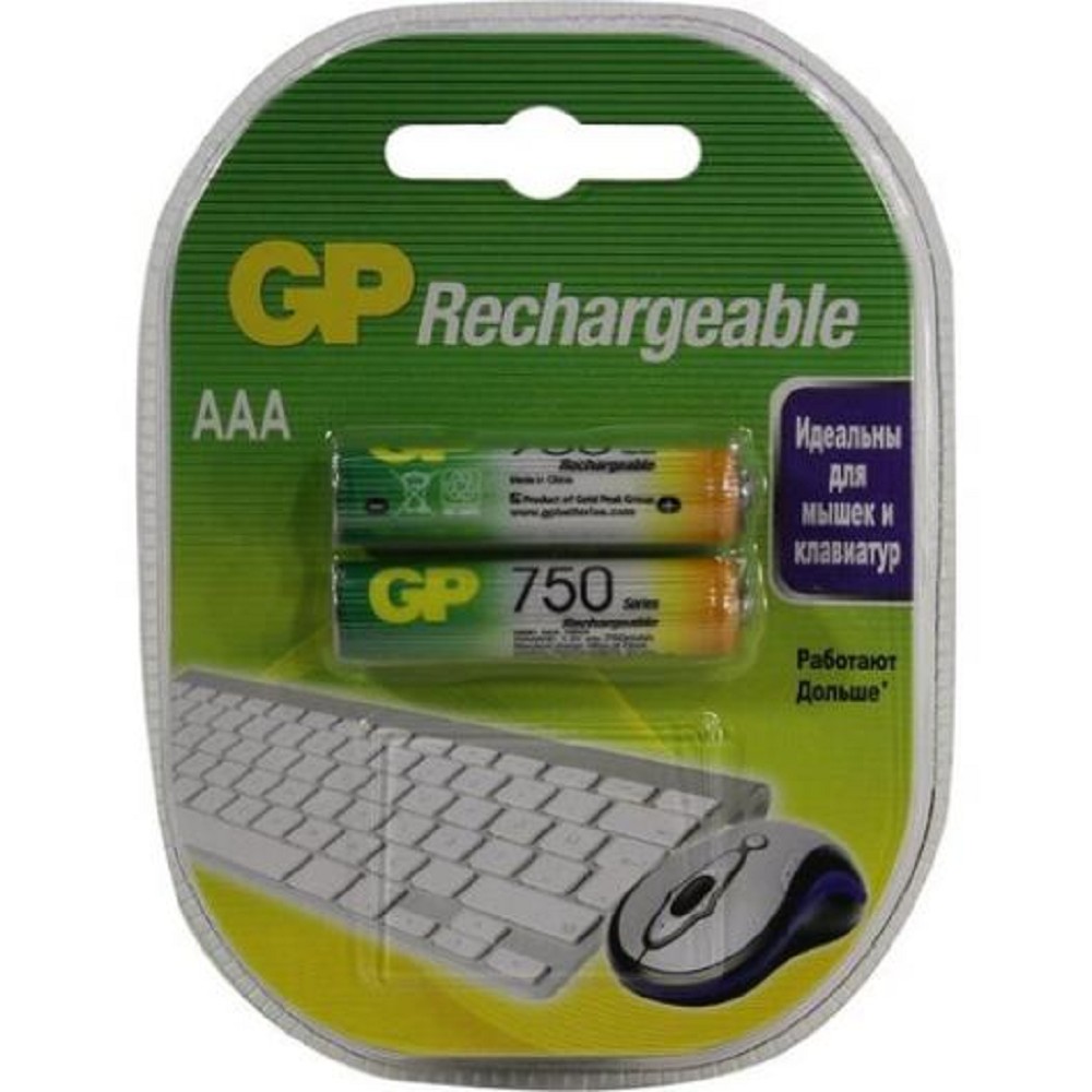 GP ReEnergy 75AAAHC, емкость 750 мАч (75AAAHCRGY-2CRCB2) (2 шт. в уп-ке) аккумулятор (GP75AAAHCRGY-2CRCB2) арт. GP 75AAAHC-2DECRC2