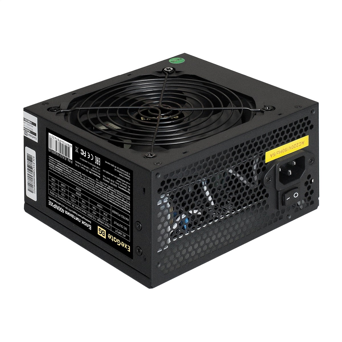 Exegate EX221636RUS Блок питания 400W ATX-400NPXE(+PFC), black, 12cm fan, 24+4pin, 6pin PCI-E, 3*SATA