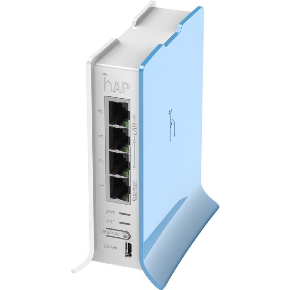 MikroTik hAP lite with 650MHz CPU, 32MB RAM, 4xLAN, built-in 2.4Ghz 802.11b/g/n 2x2 two chain wireless with integrated antennas, RouterOS L4, tower case, PSU арт. RB941-2nD-TC