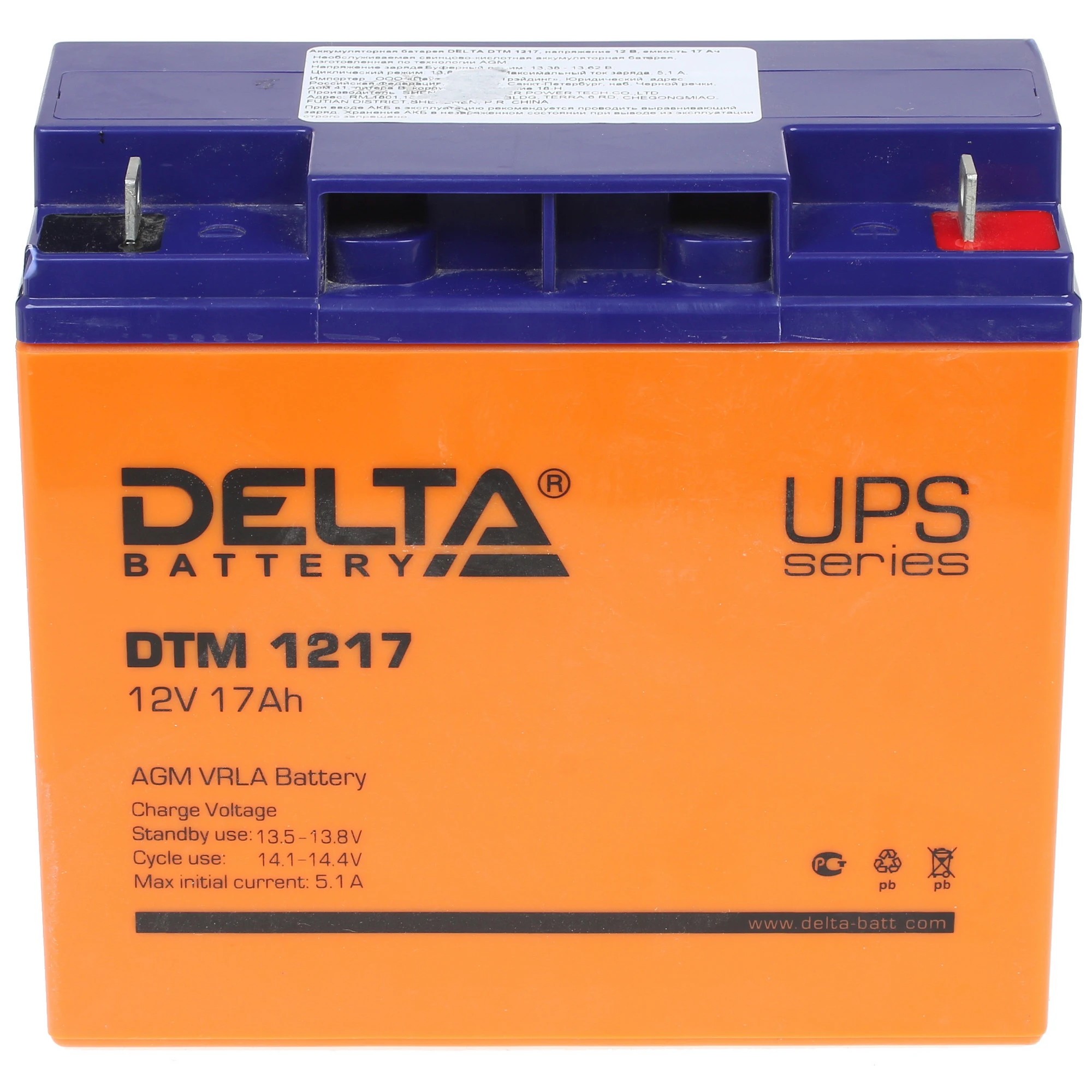 Delta Аккумуляторная батарея для ИБП DTM 1217 (12V / 17Ah) (4614010050012) DELTA Battery