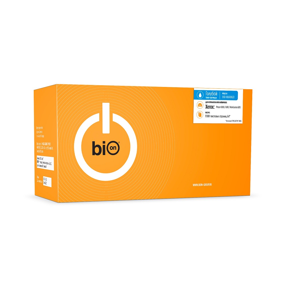Bion BCR-106R01631 Картридж для Xerox { Phaser 6000/6010, WorkCentre 6015 }(1000 стр.), Голубой, с чипом Bion Cartridge