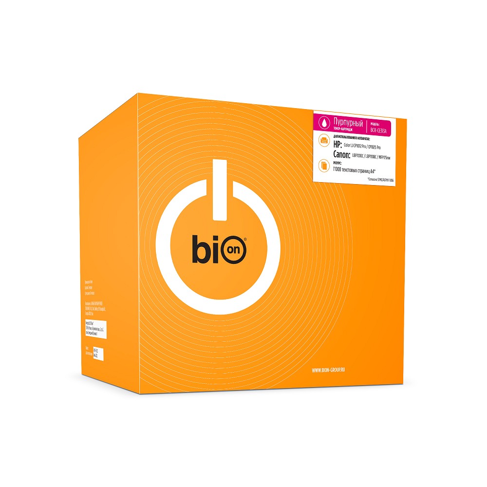 Bion BCR-CE313A Картридж для HP {LaserJet CP1012 Pro/CP1025 Pro; Canon LBP7010C/LBP7018C/MFP175nw }(1000 стр.),Пурпурный, с чипом Bion Cartridge
